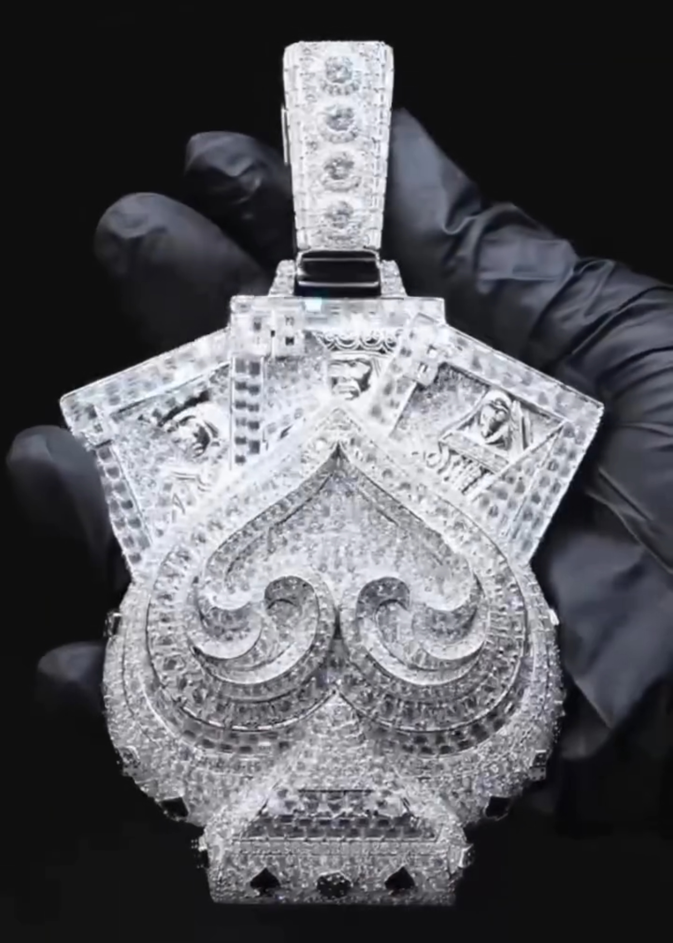 Moissanite Ace of Spades Playing Card Pendant