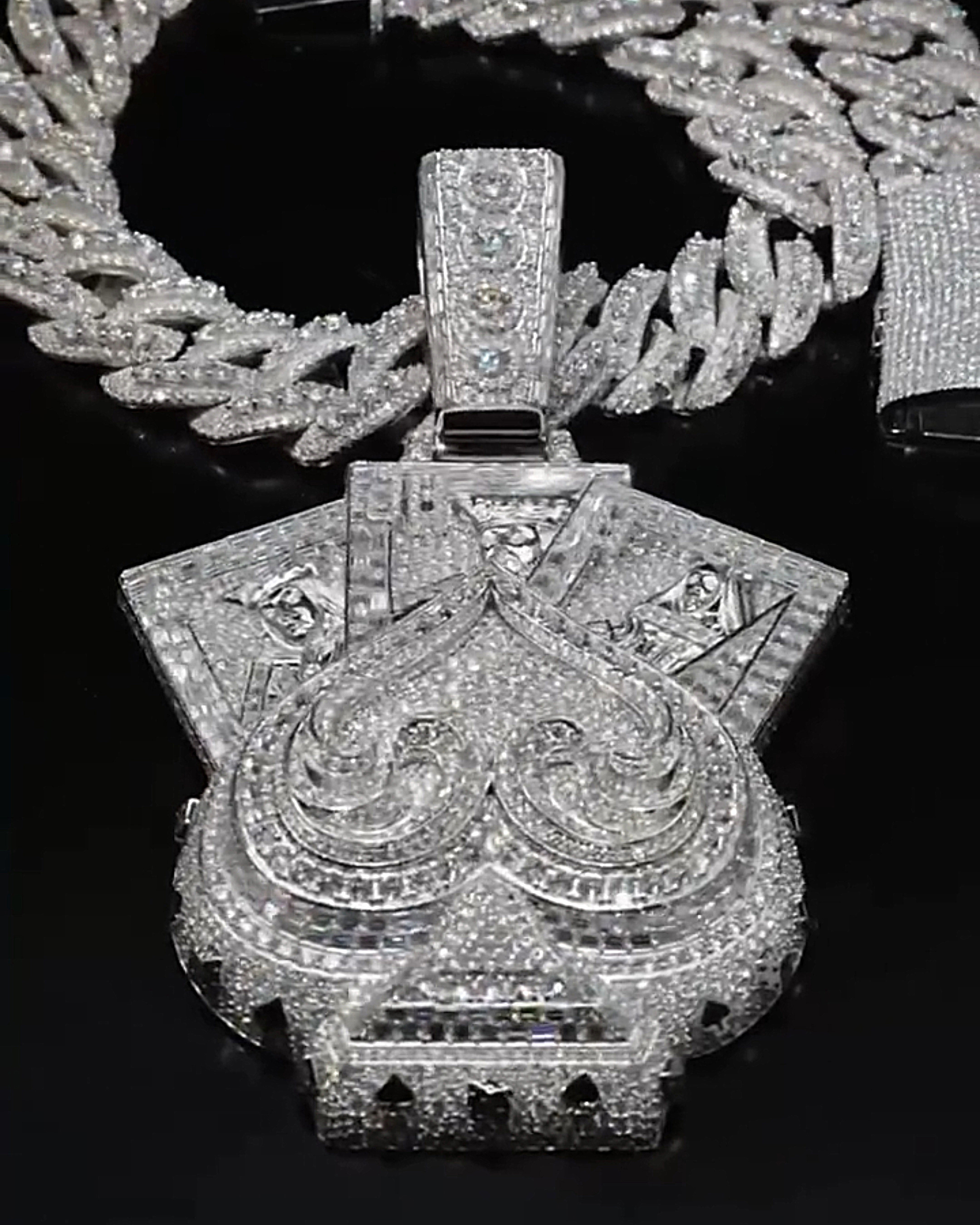Moissanite Ace of Spades Playing Card Pendant