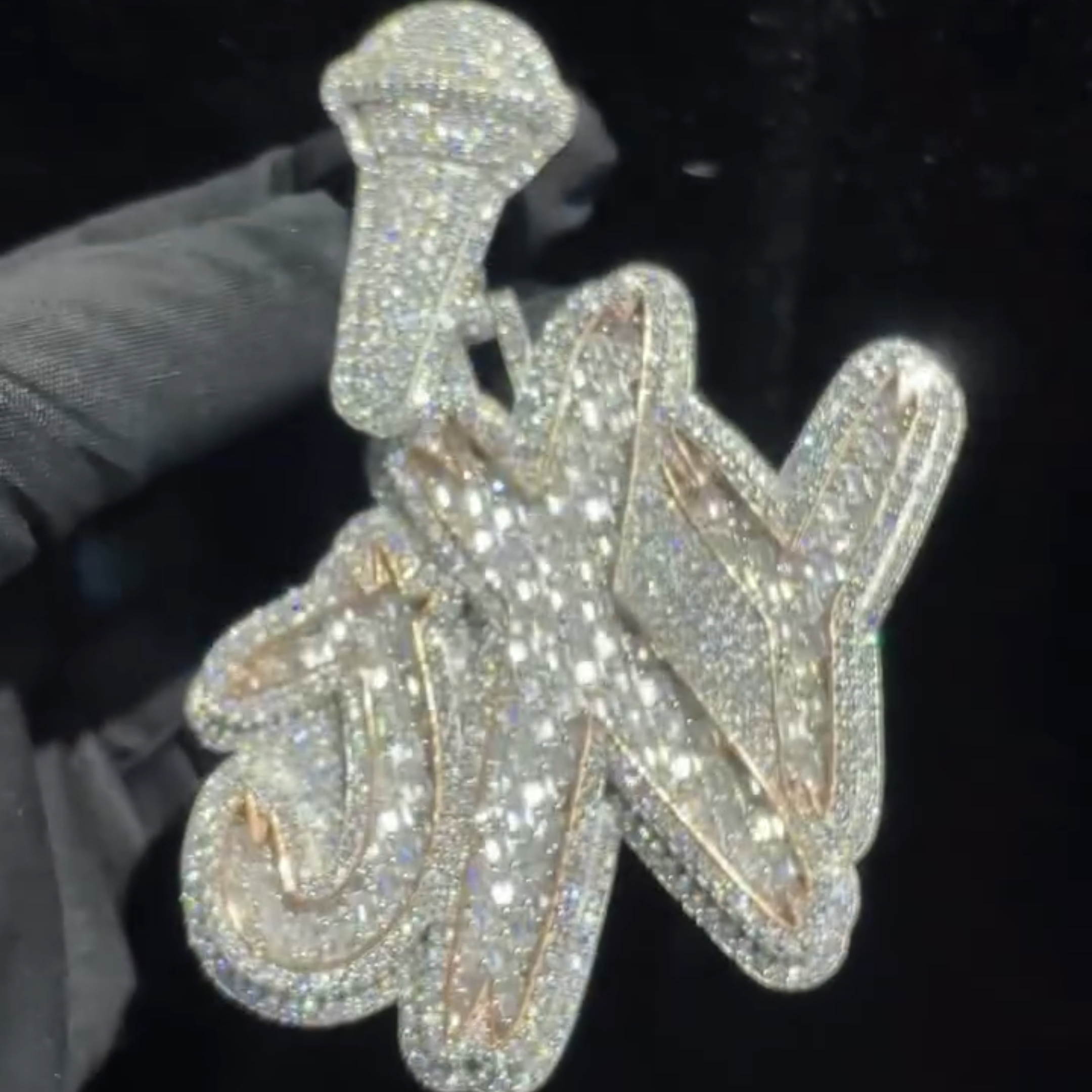 Moissanite JXY Letter Pendant with Microphone Bail