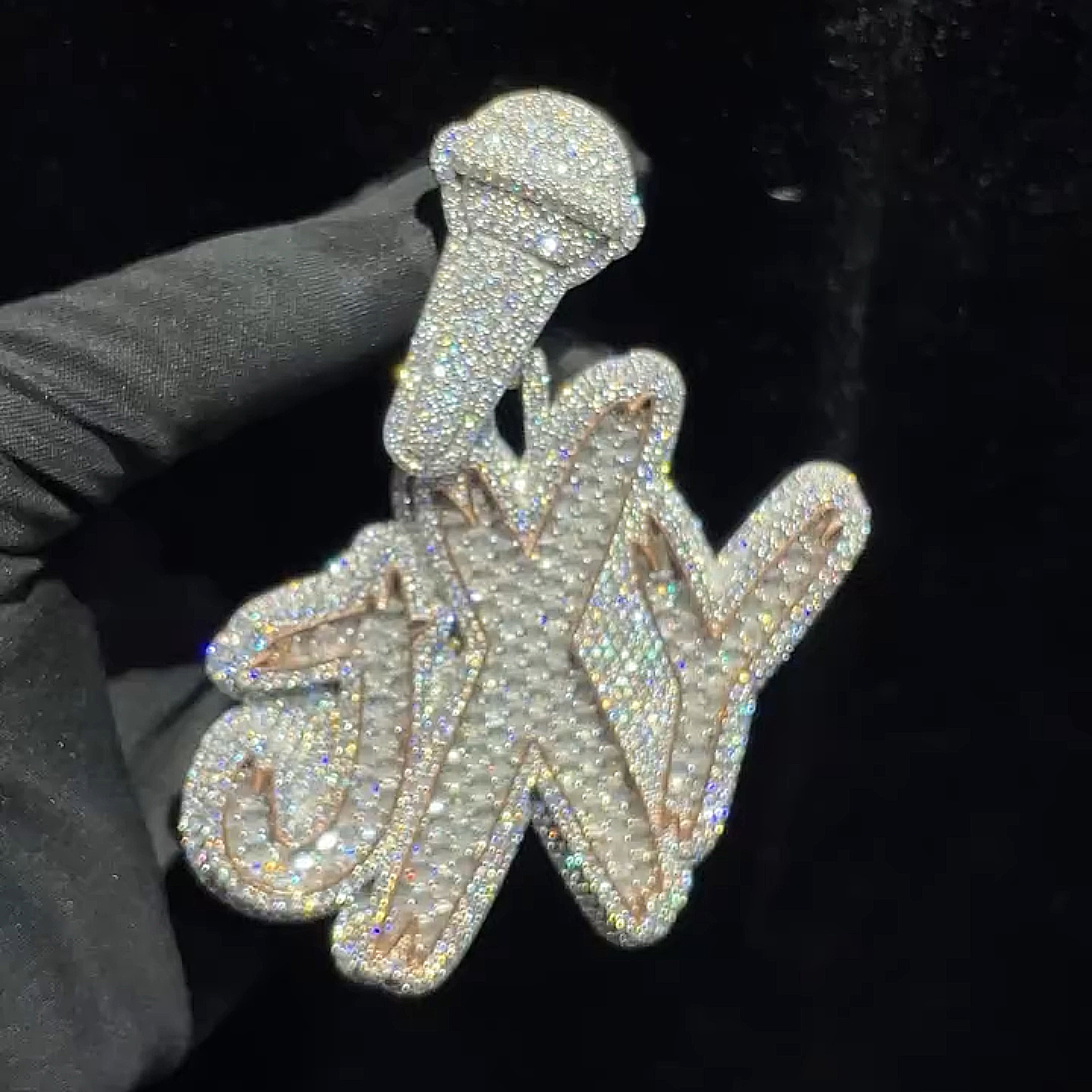 Moissanite JXY Letter Pendant with Microphone Bail