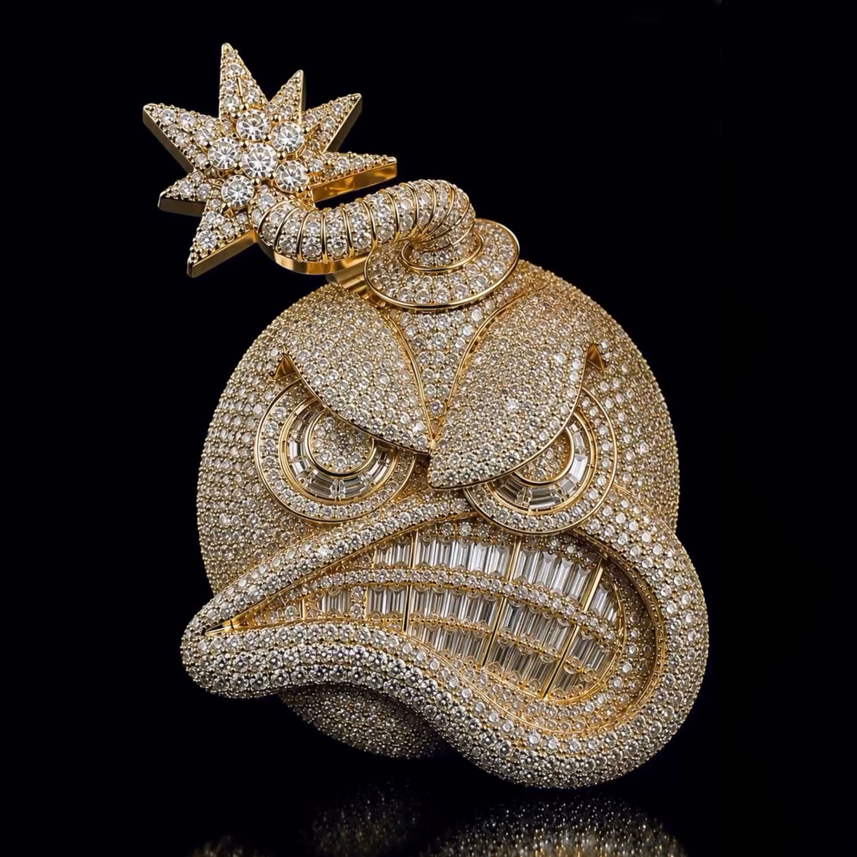 Moissanite Baguette Angry Face Pendant