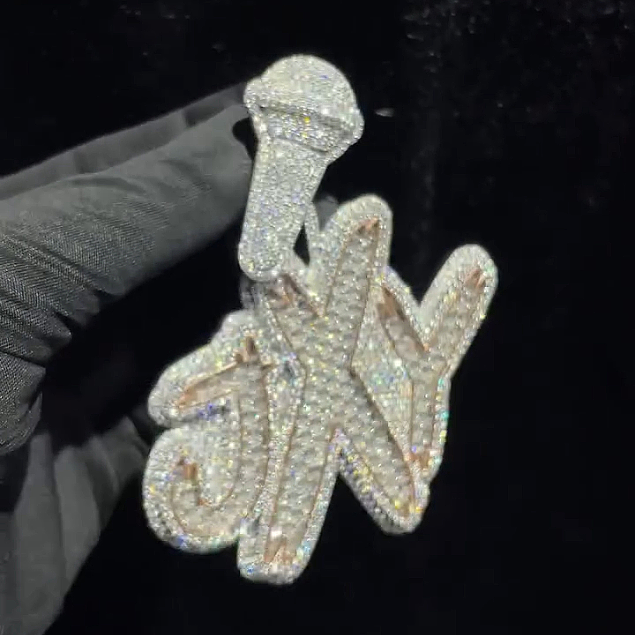 Moissanite JXY Letter Pendant with Microphone Bail