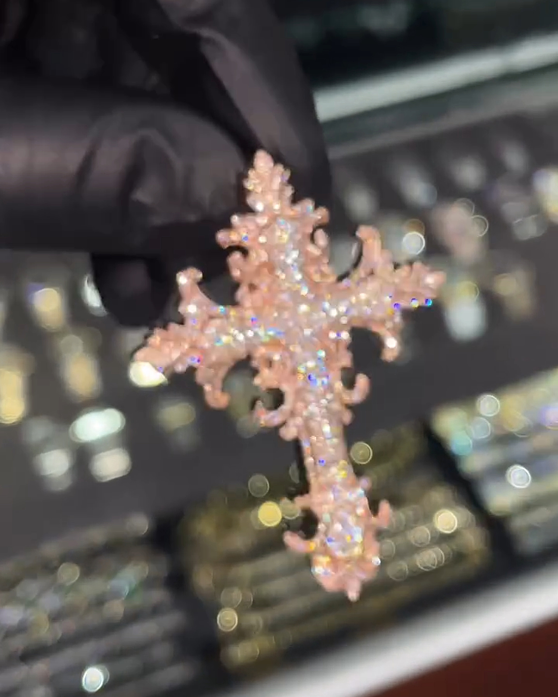 Moissanite Baroque Cross Pendant