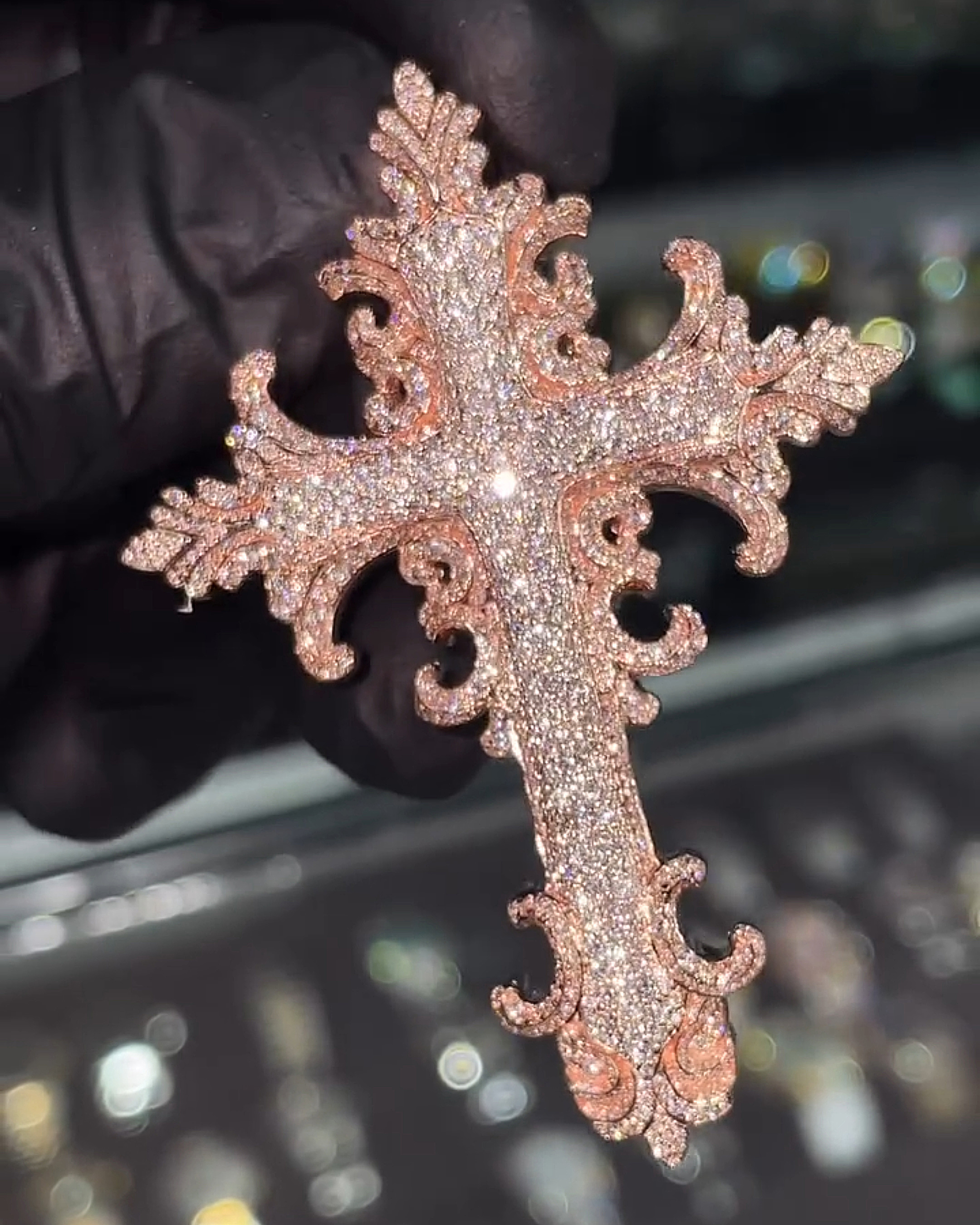 Moissanite Baroque Cross Pendant