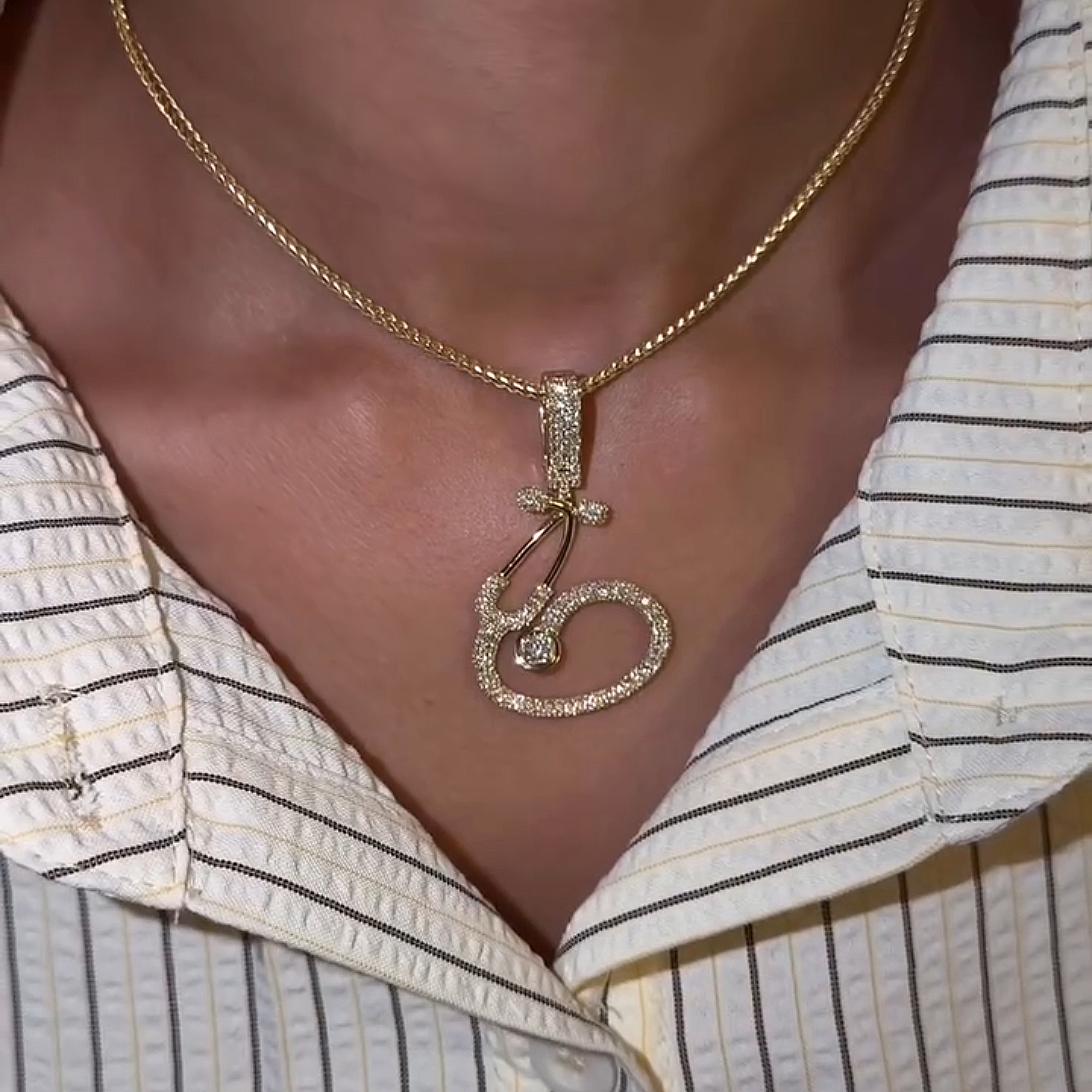 Moissanite Heart Stethoscope Pendant