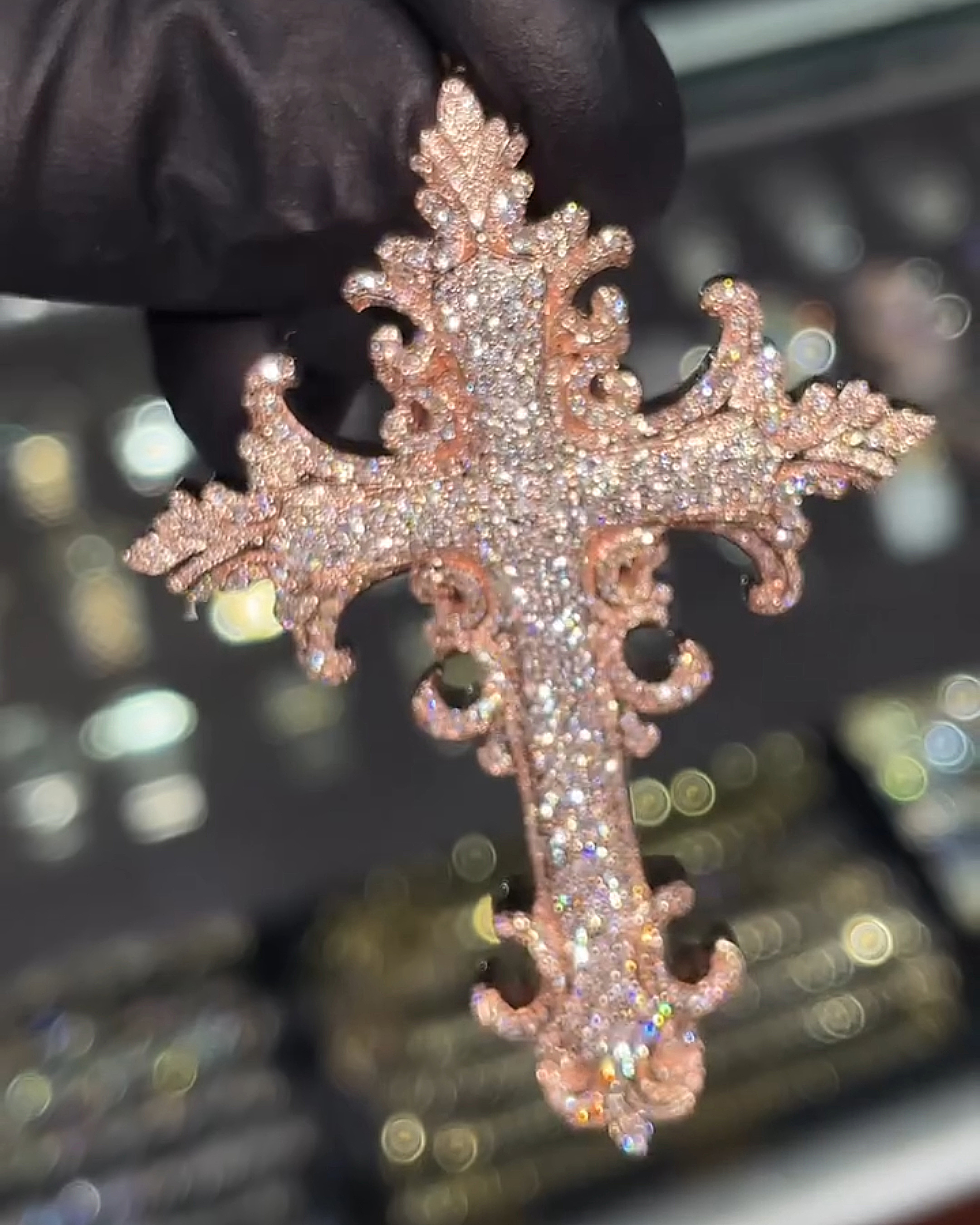 Moissanite Baroque Cross Pendant