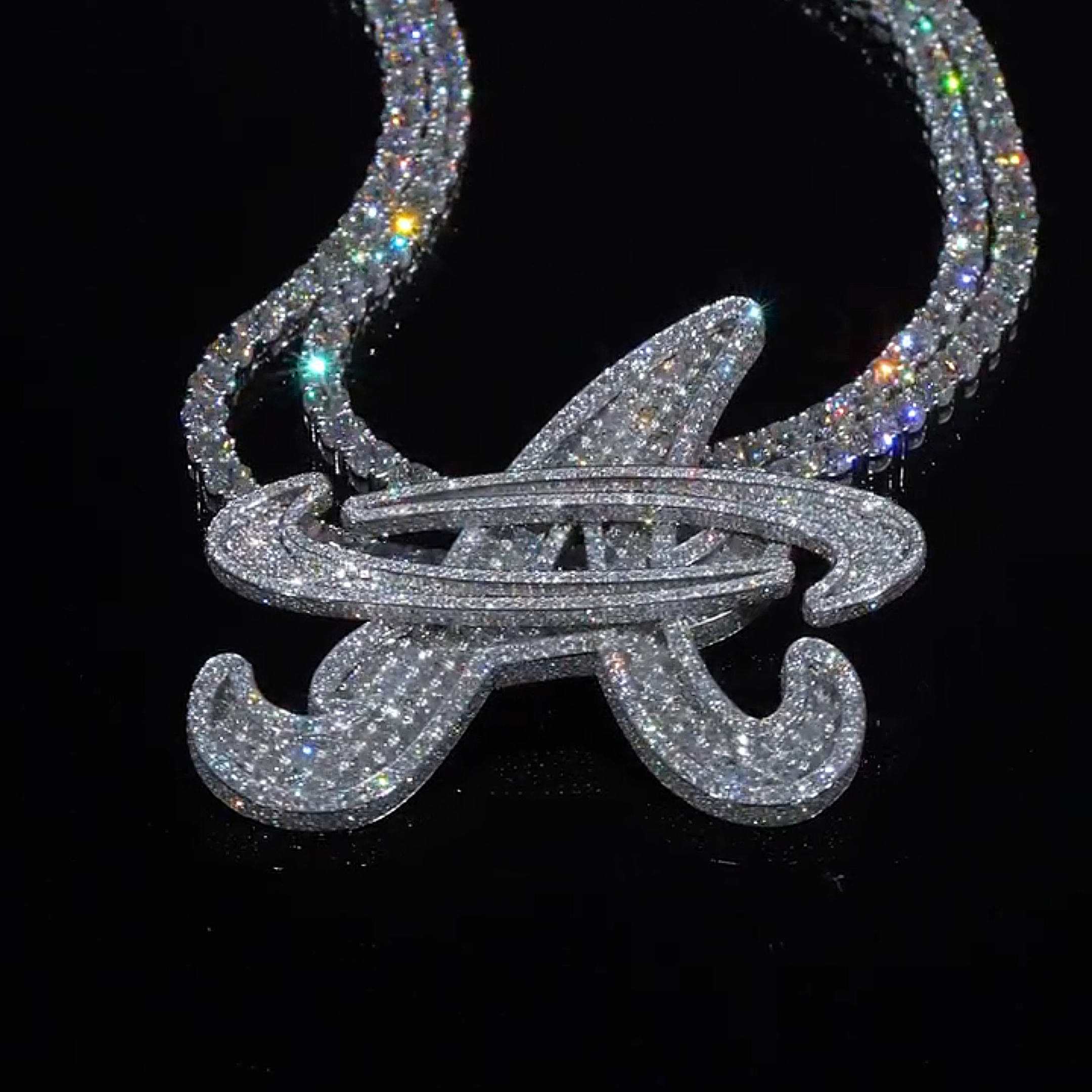 Moissanite Galaxy Orbit Letter A Pendant