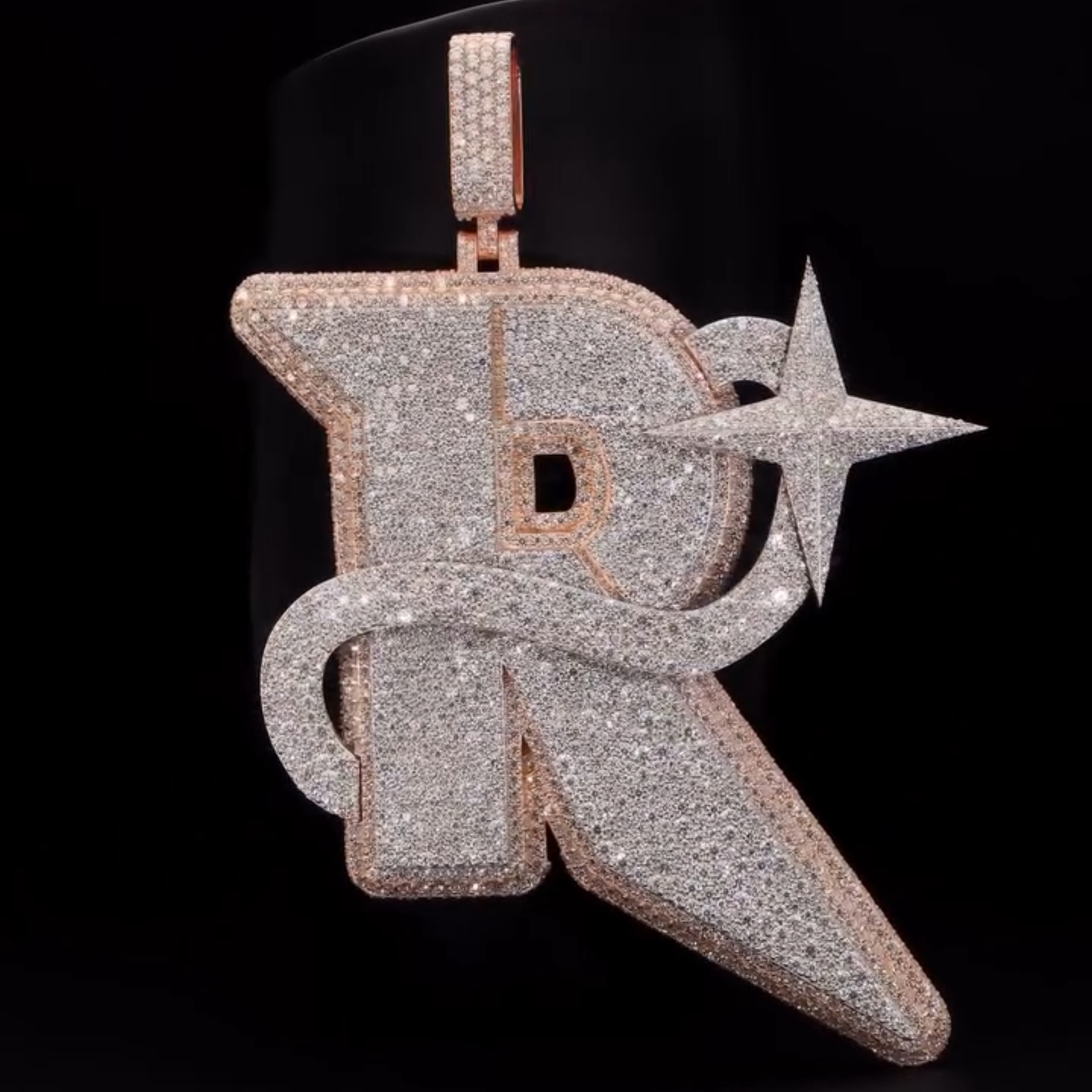 Moissanite R Initial Star Orbit Pendant