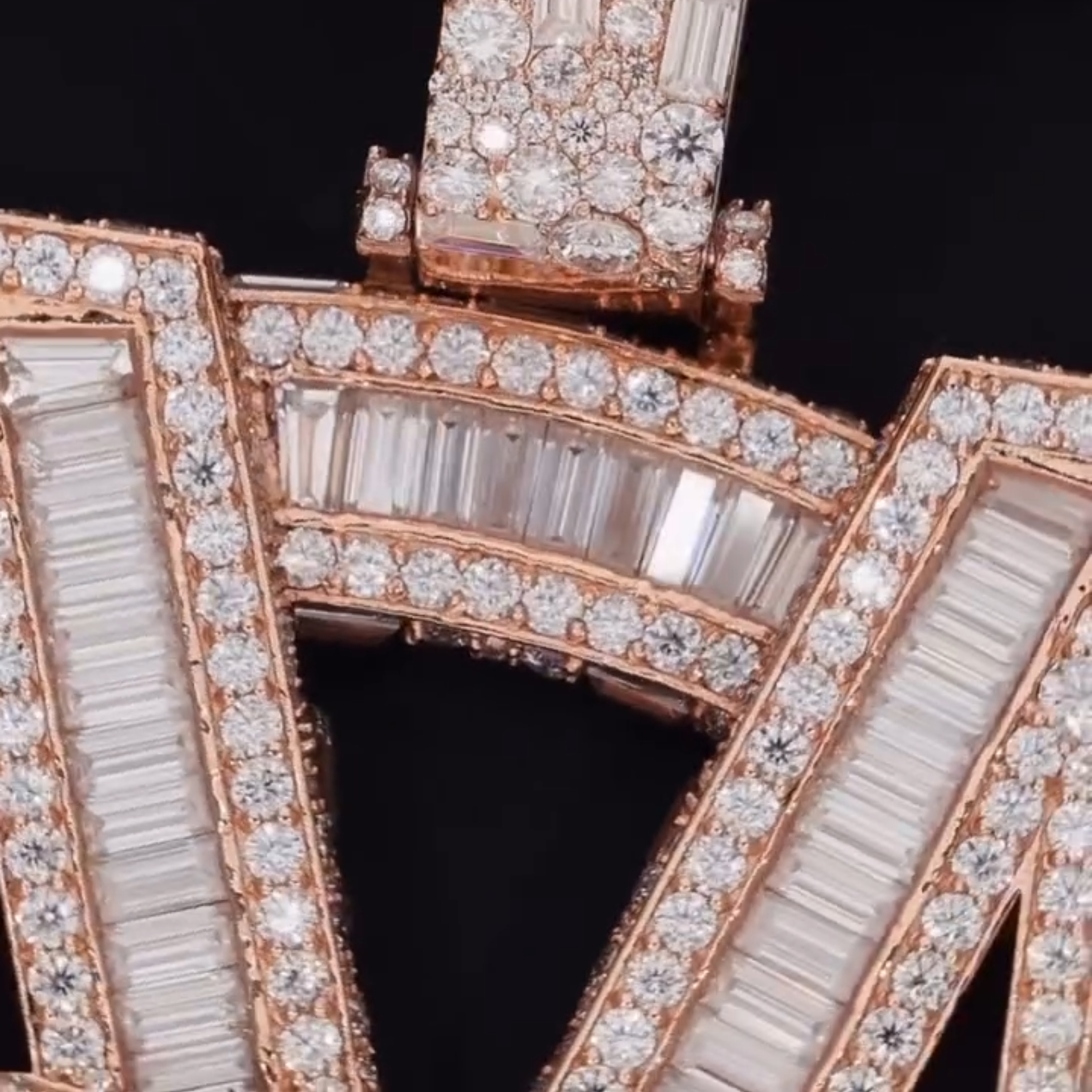 Moissanite MS Baguette Monogram Pendant
