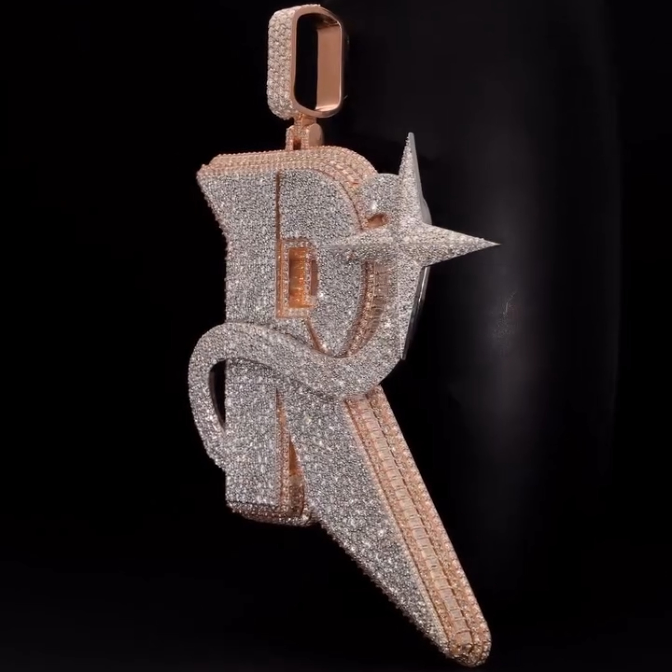 Moissanite R Initial Star Orbit Pendant