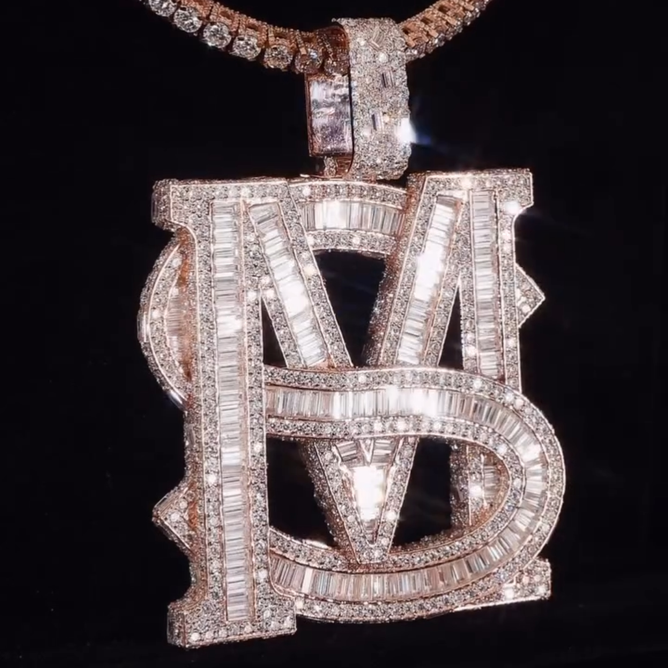 Moissanite MS Baguette Monogram Pendant