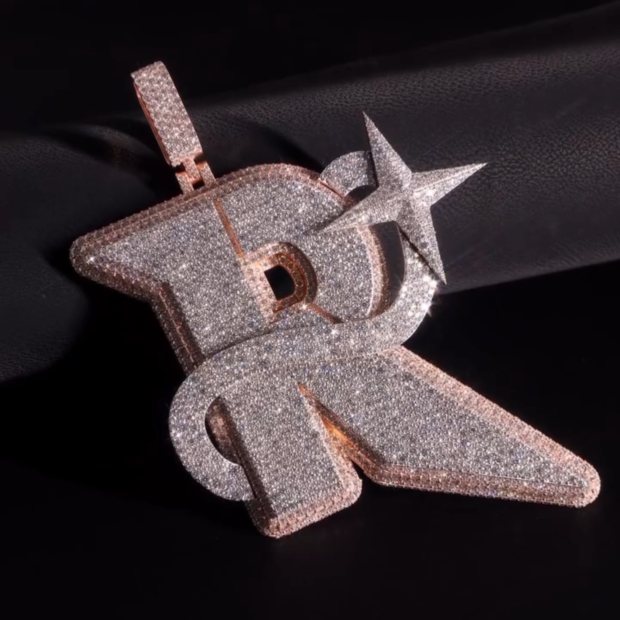 Moissanite R Initial Star Orbit Pendant
