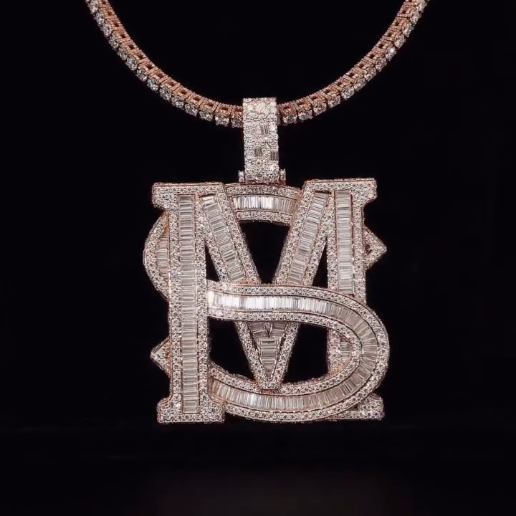 Moissanite MS Baguette Monogram Pendant