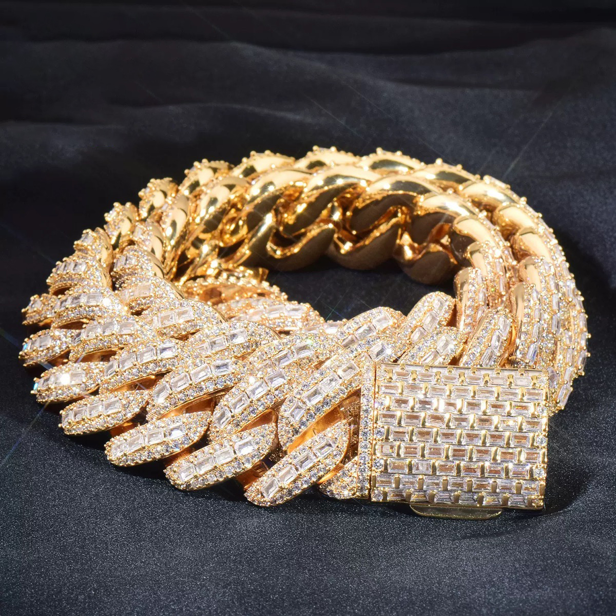 20MM Iced Out Hip Hop T-square Cuban Chain & Bracelet