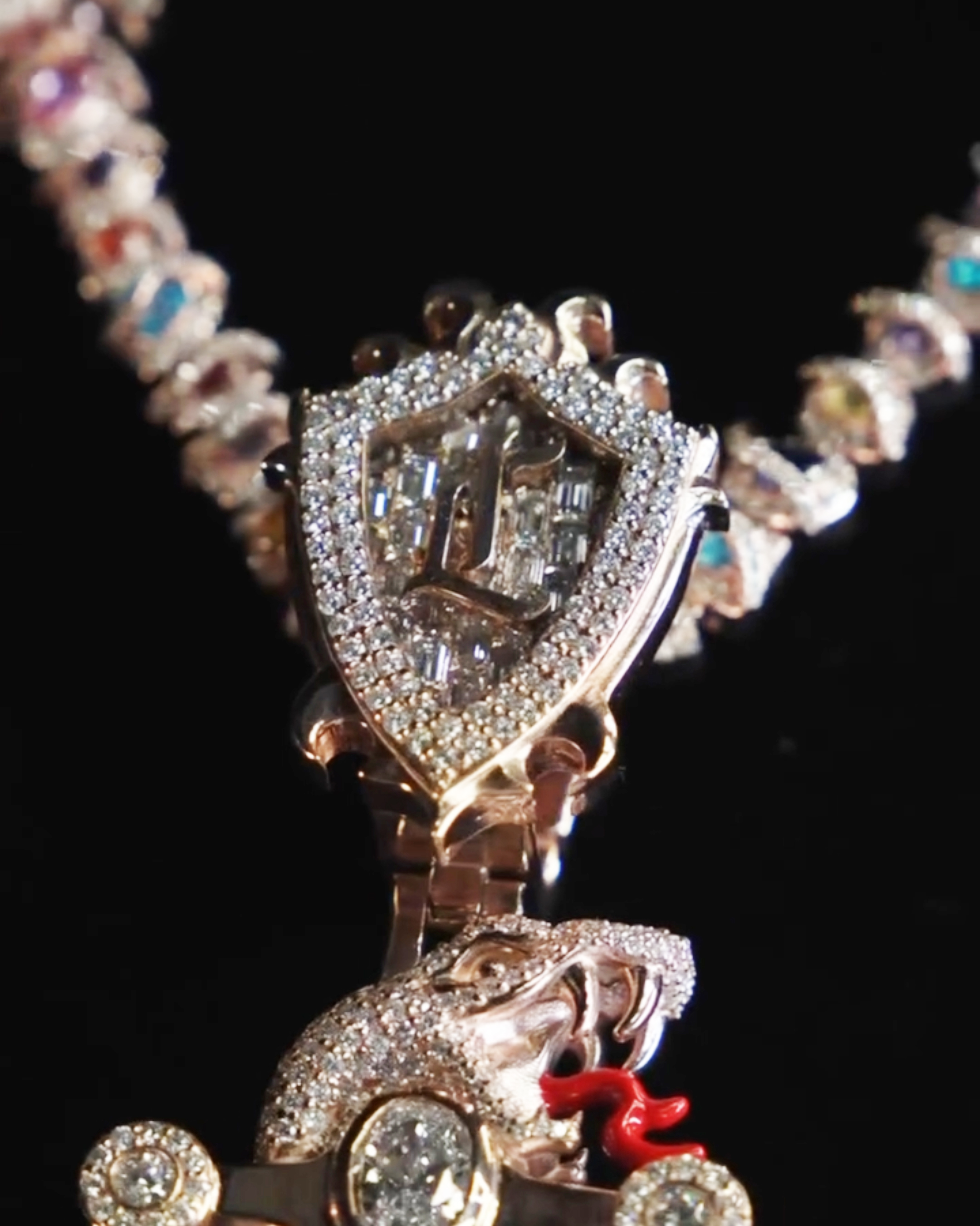 Moissanite Serpent Sword & Shield Pendant