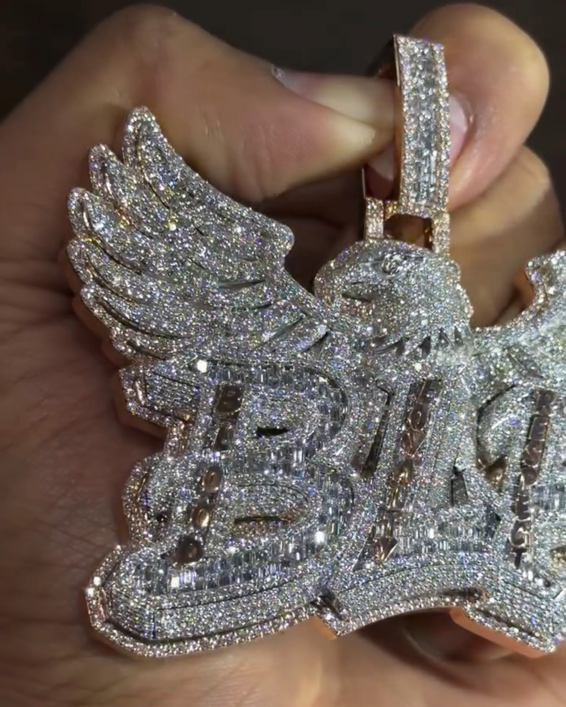 Moissanite Eagle Letter Pendant