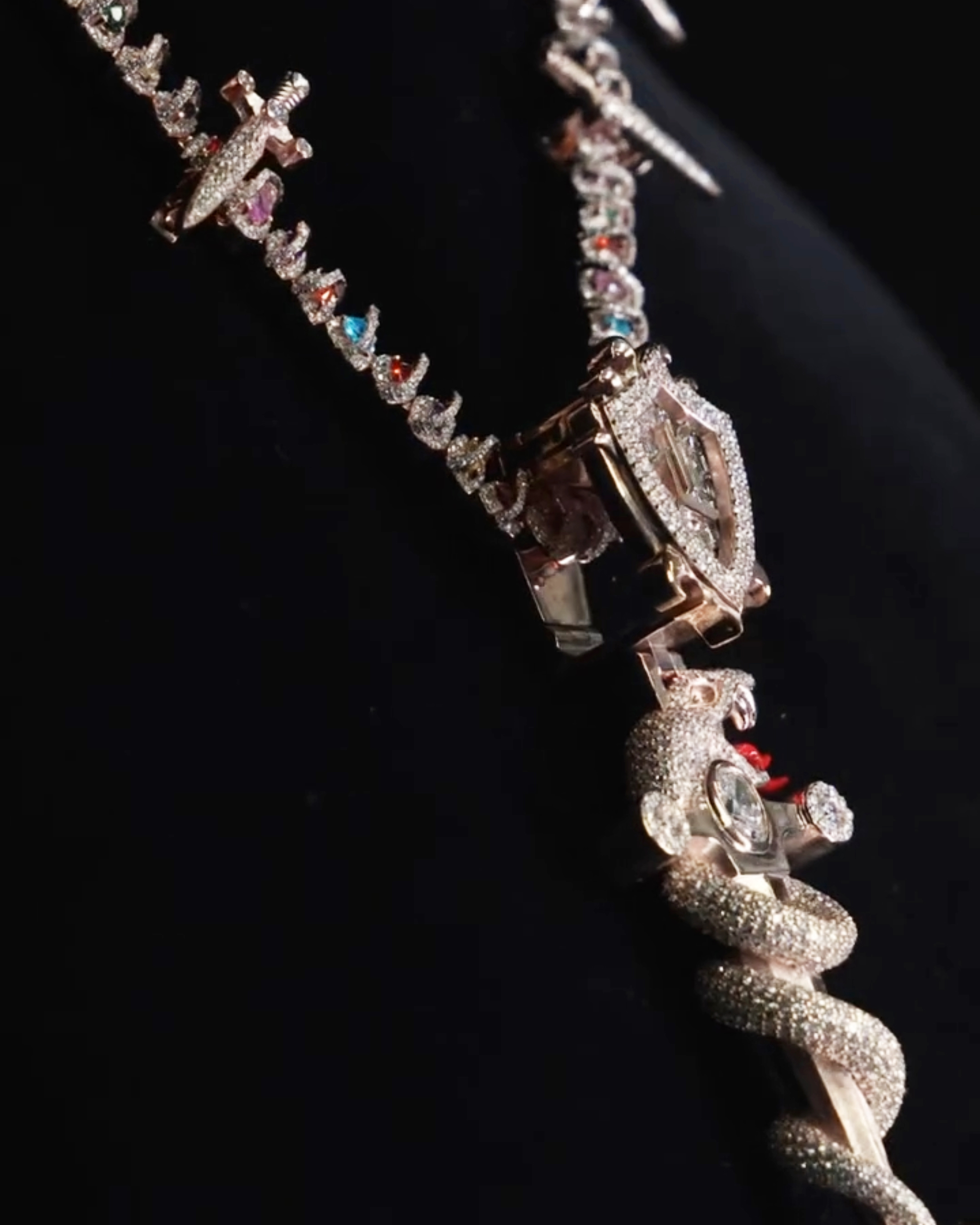 Moissanite Serpent Sword & Shield Pendant