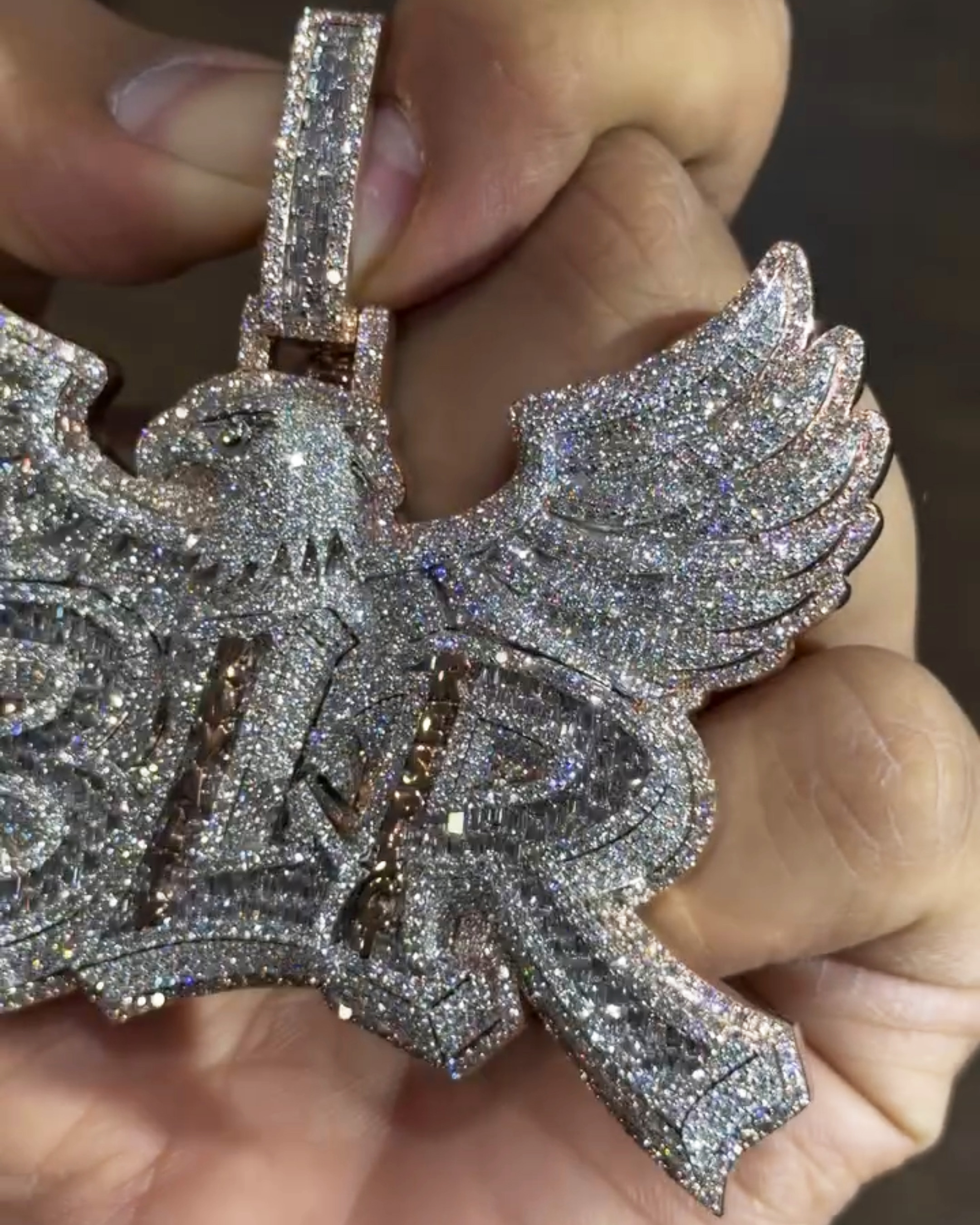 Moissanite Eagle Letter Pendant
