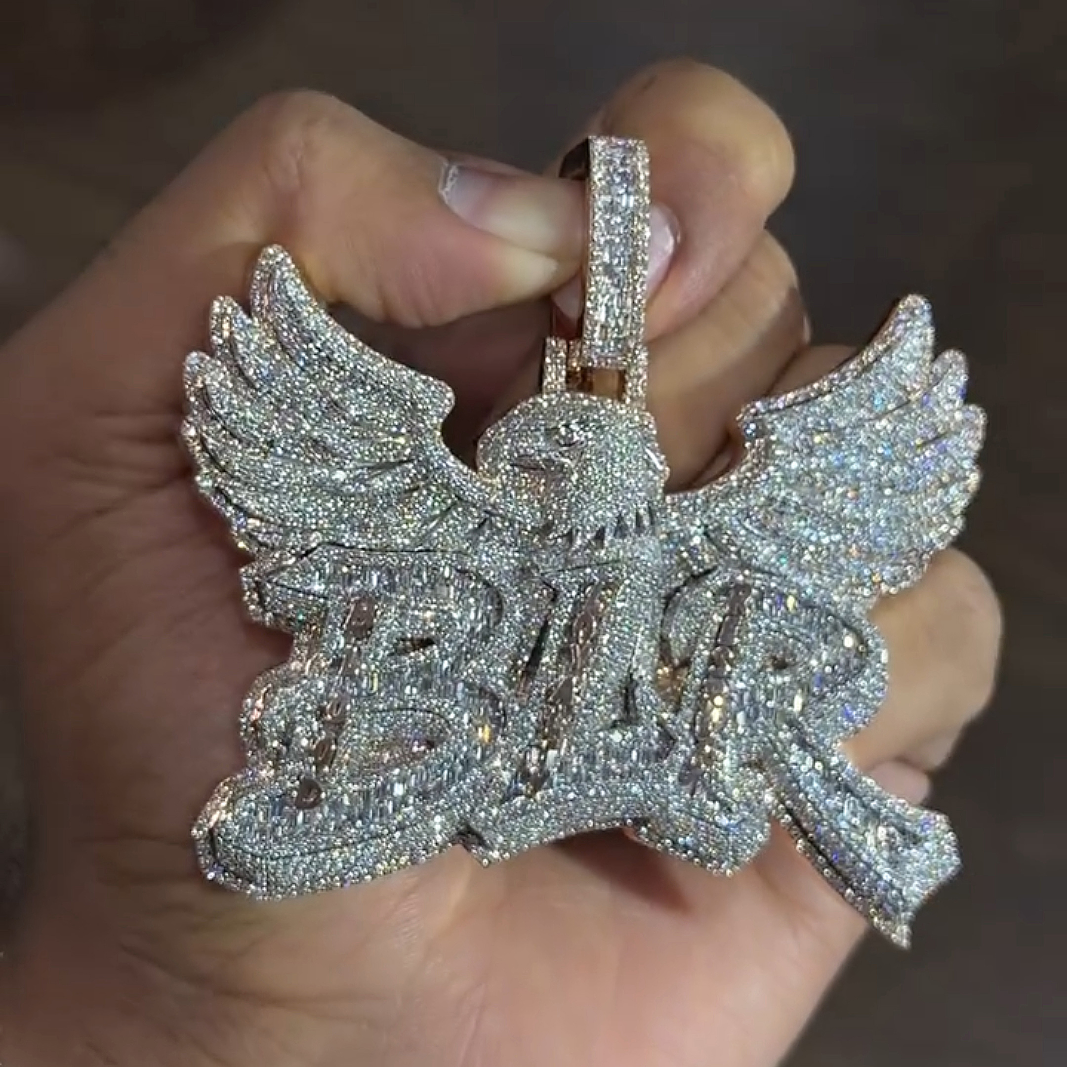 Moissanite Eagle Letter Pendant