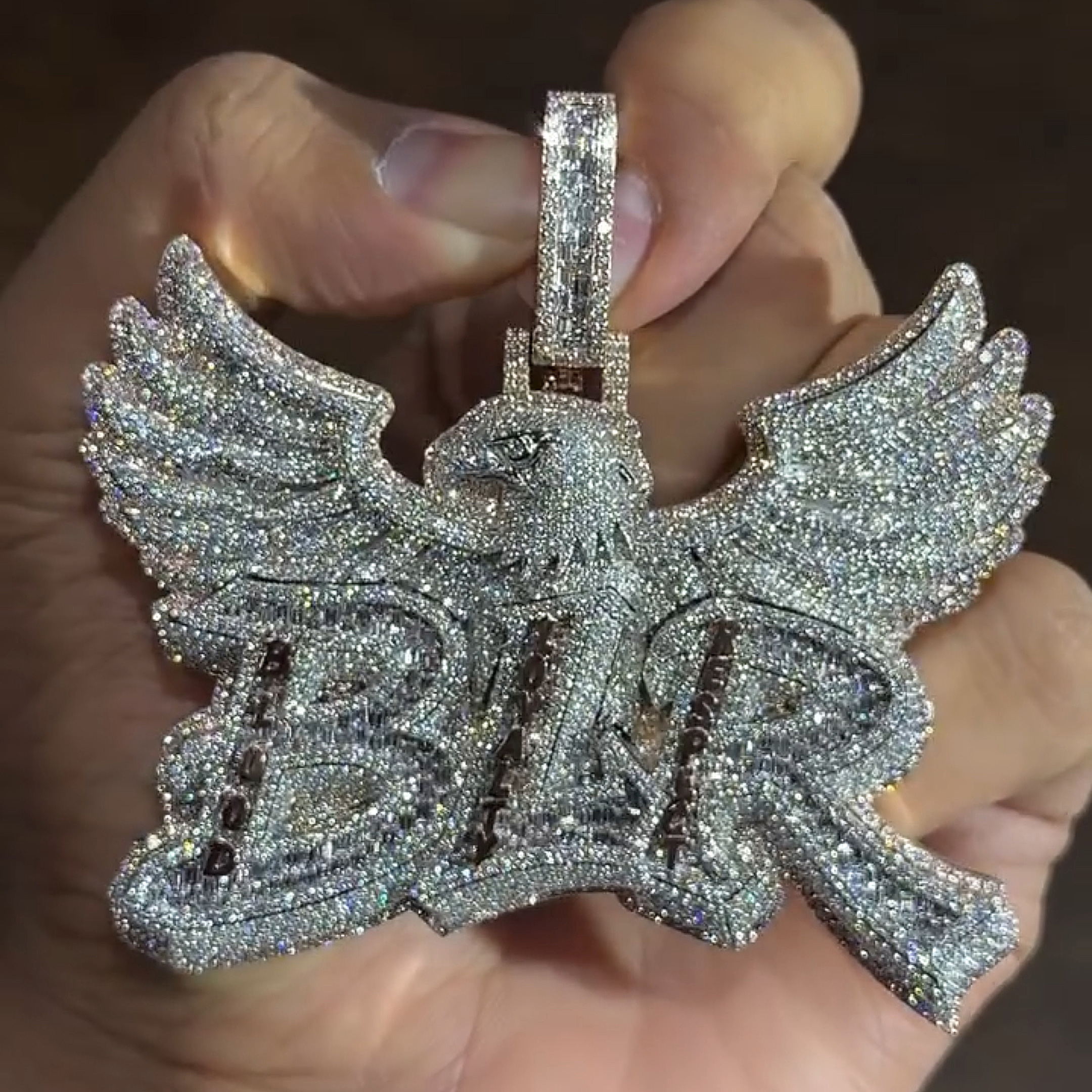 Moissanite Eagle Letter Pendant