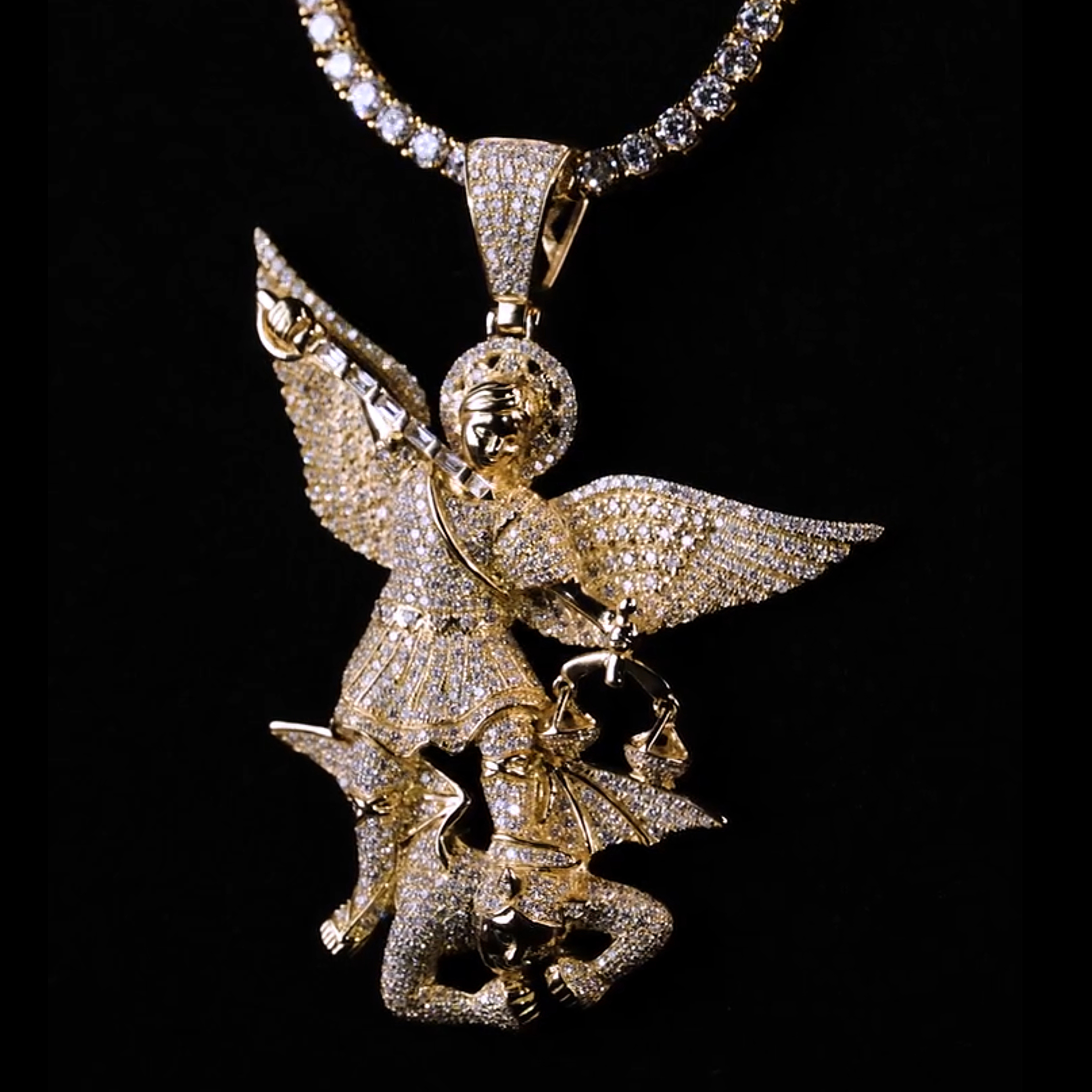 Moissanite Saint Michael Archangel Pendant