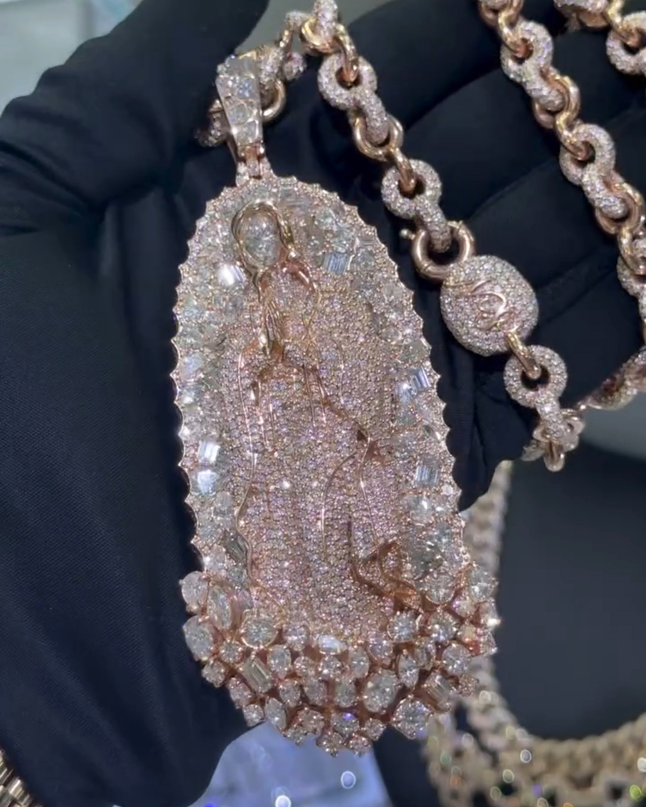 Moissanite Virgin of Guadalupe Pendant