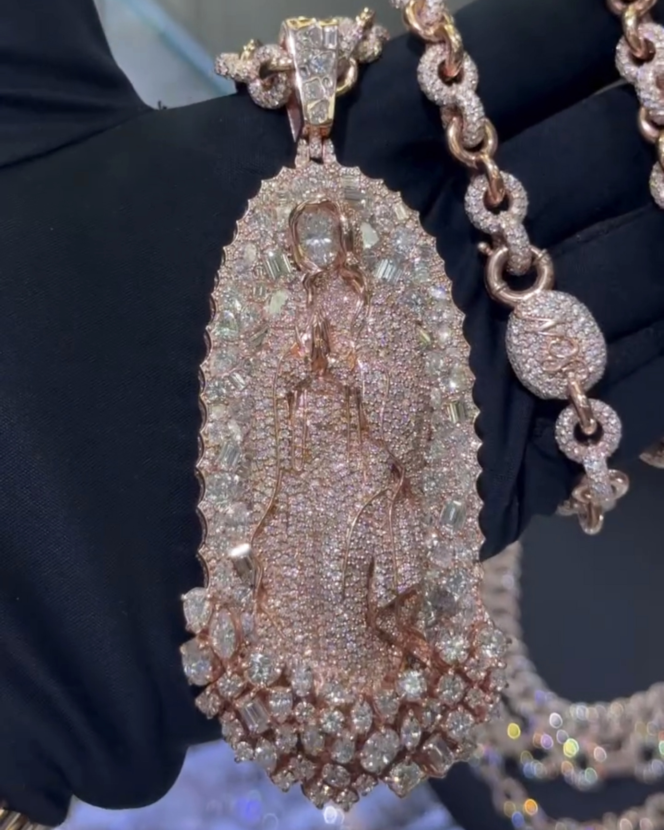 Moissanite Virgin of Guadalupe Pendant