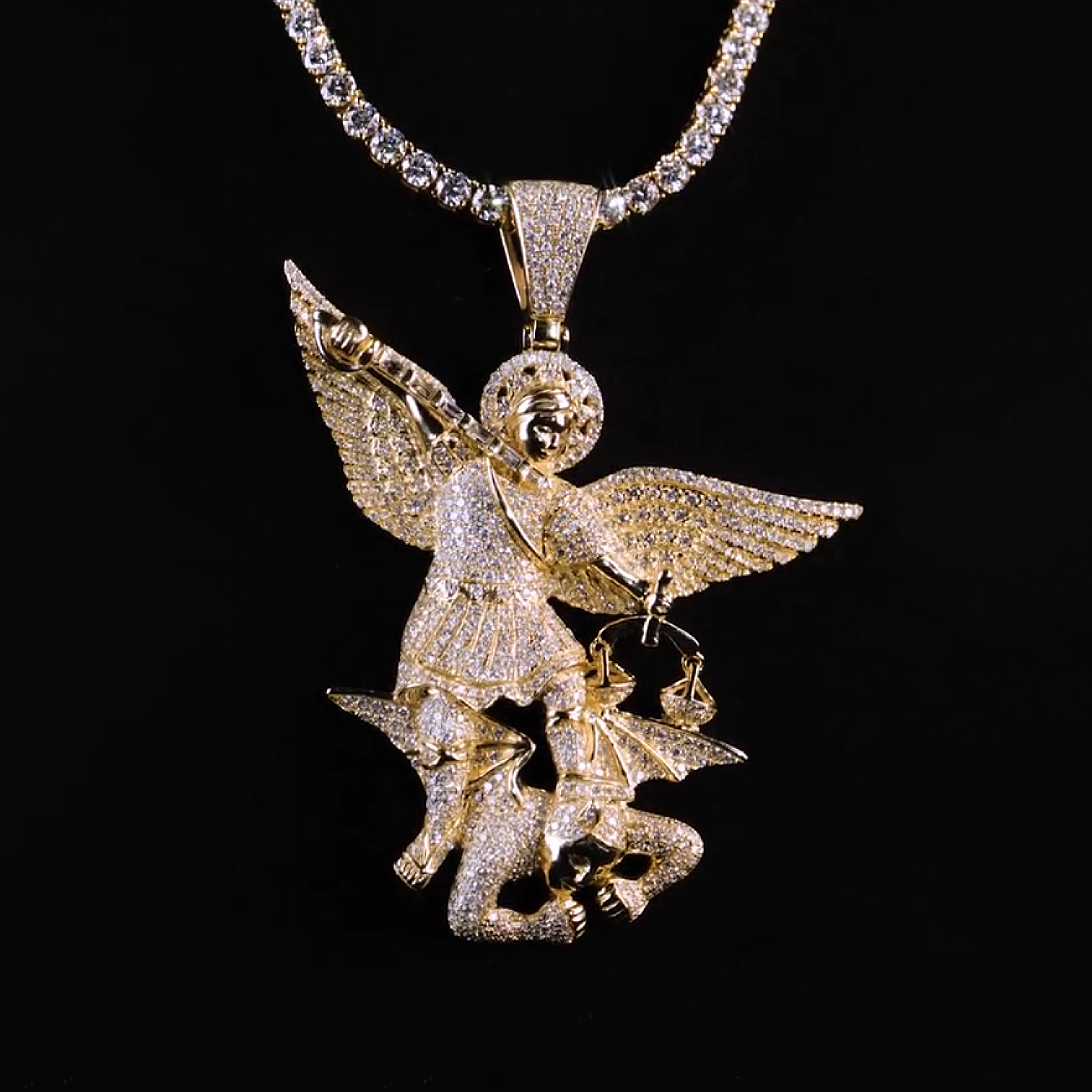 Moissanite Saint Michael Archangel Pendant