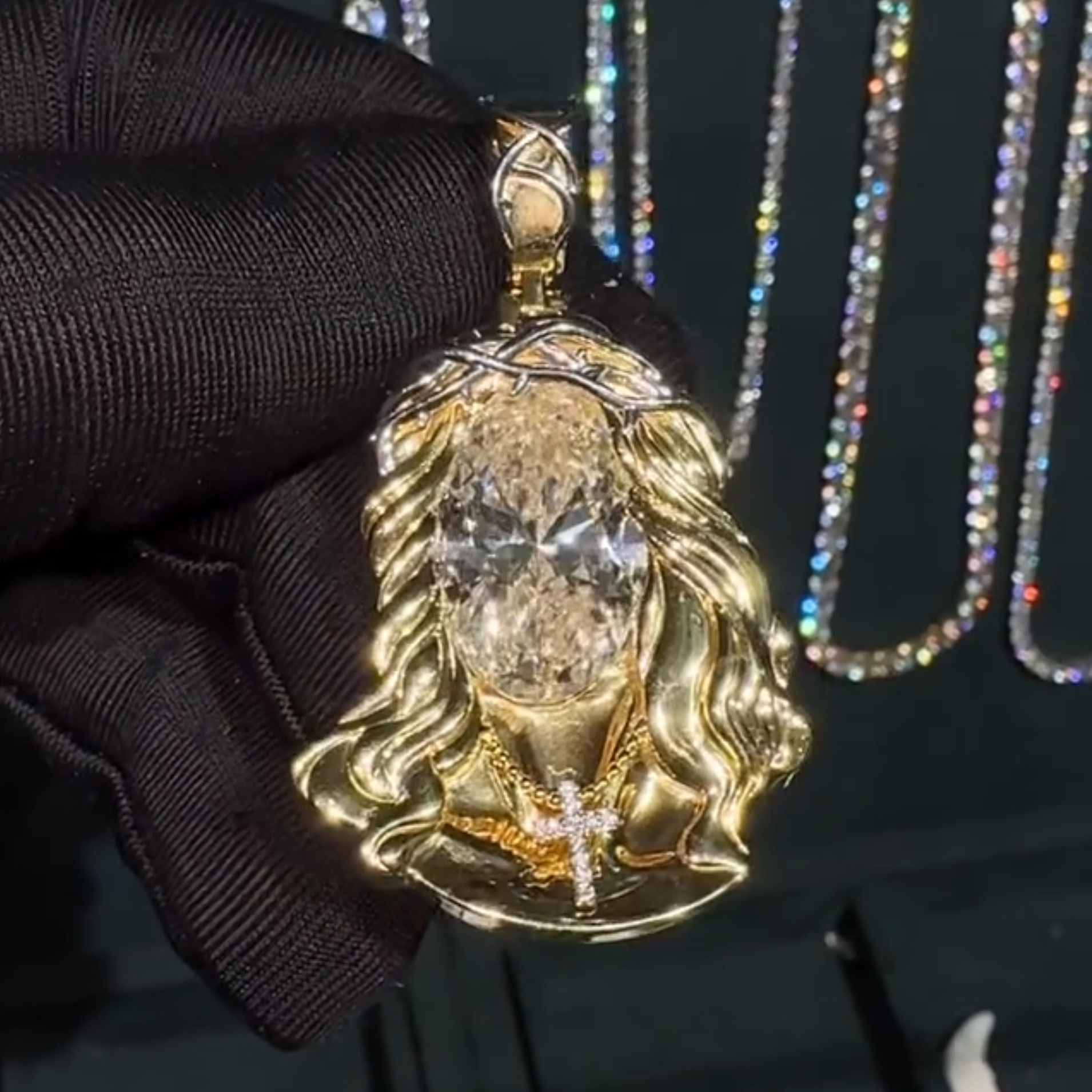 Moissanite Jesus Portrait Pendant