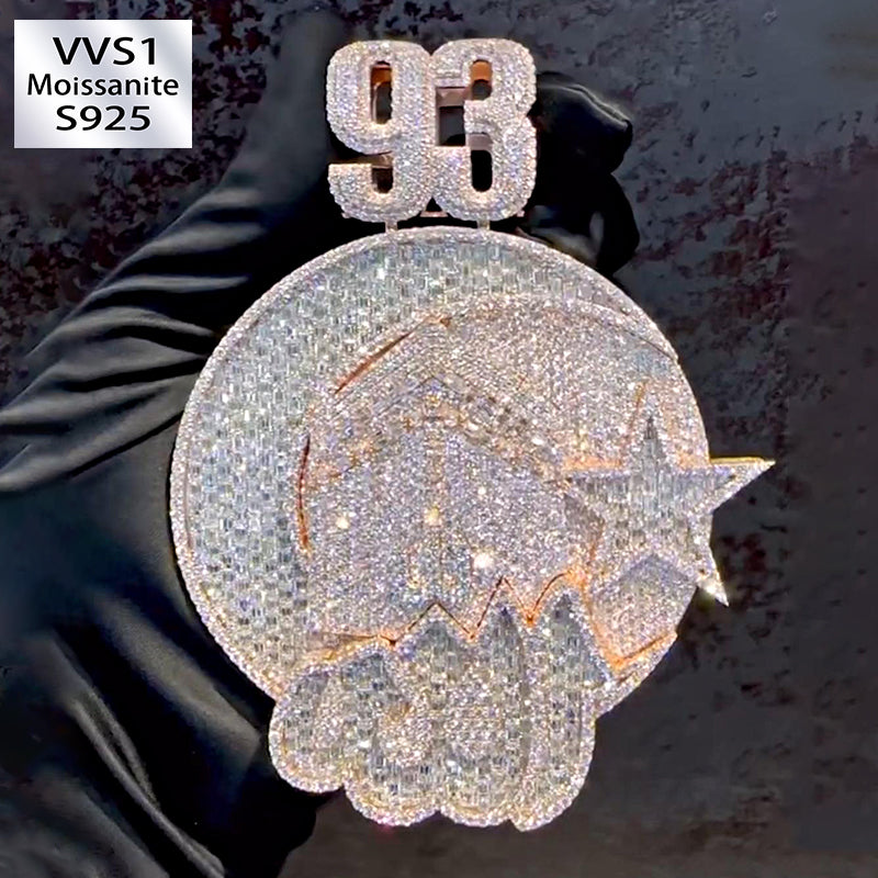 Custom Moissanite ALLAH Number 3D Pendant Smaller Version