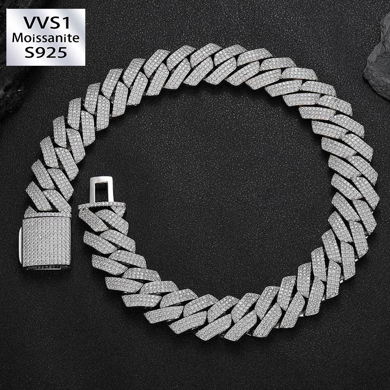 25mm Hip Hop Three Row Diamond Cuban Chain