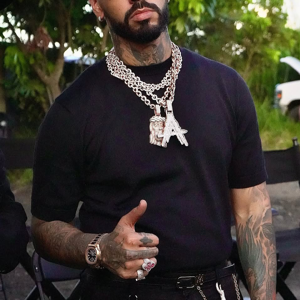 Iced Letter Double A Baguette Diamond Pendant