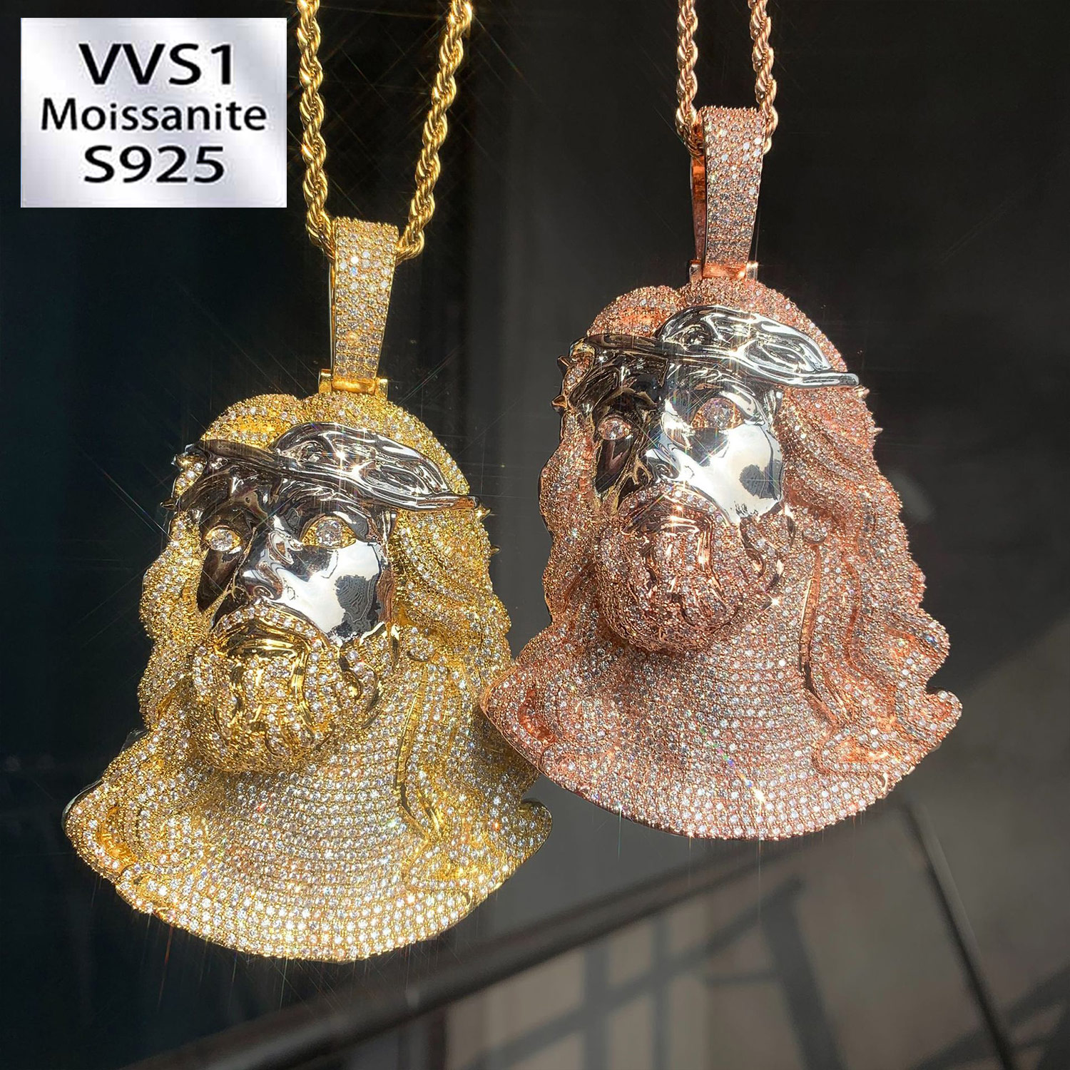 Iced Moissanite Diamond Jesus Pendant