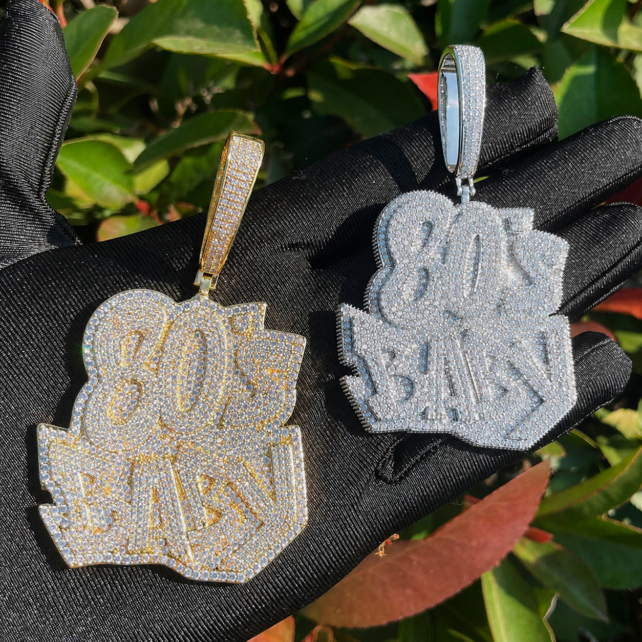 iced out 80's BABY pendant front view