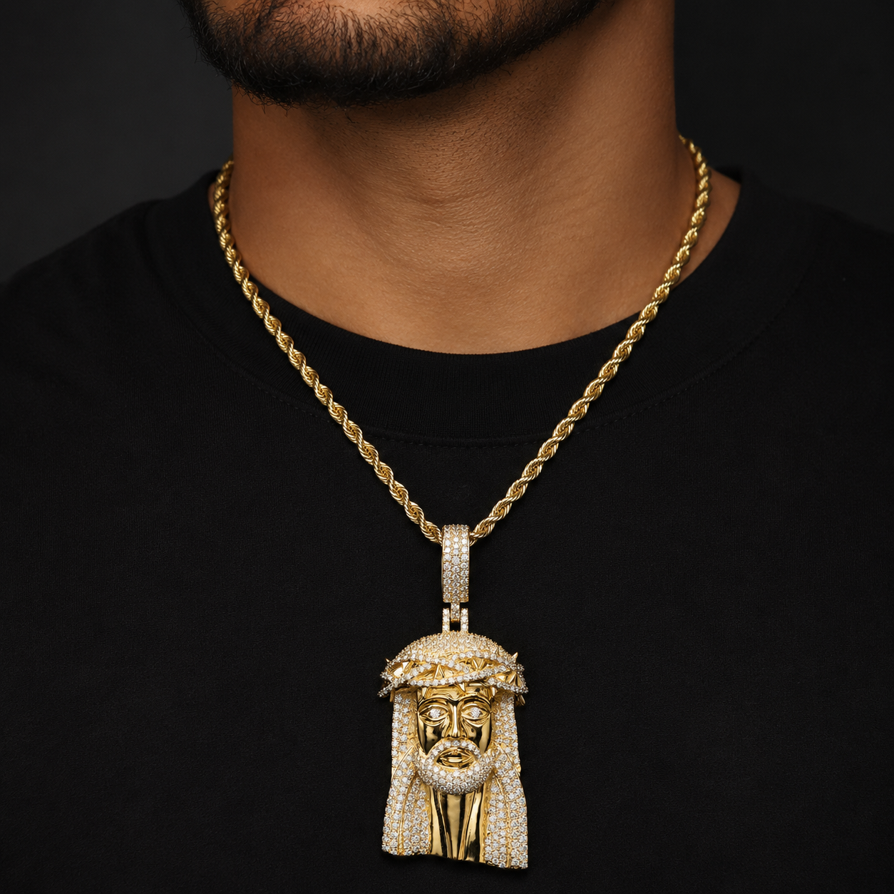 Iced Out Jesus Thorn Crown Pendant