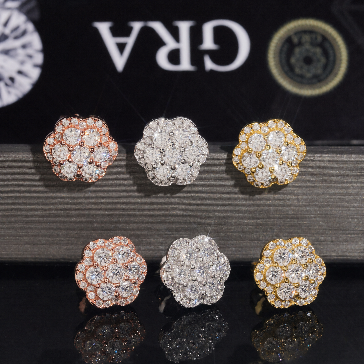Moissanite S925 Flower Stud Earrings