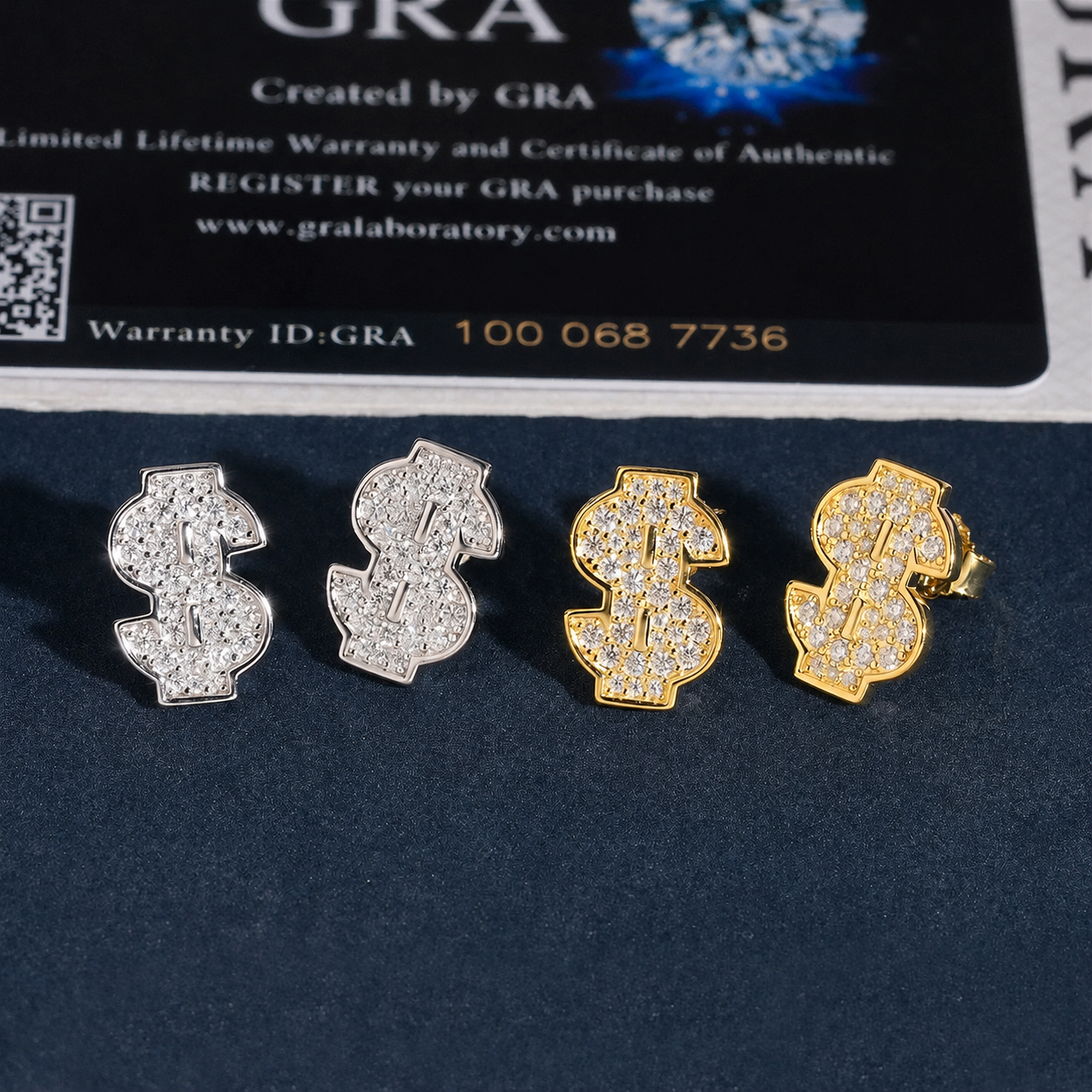 Moissanite S925 Dollar Sign Stud Earrings