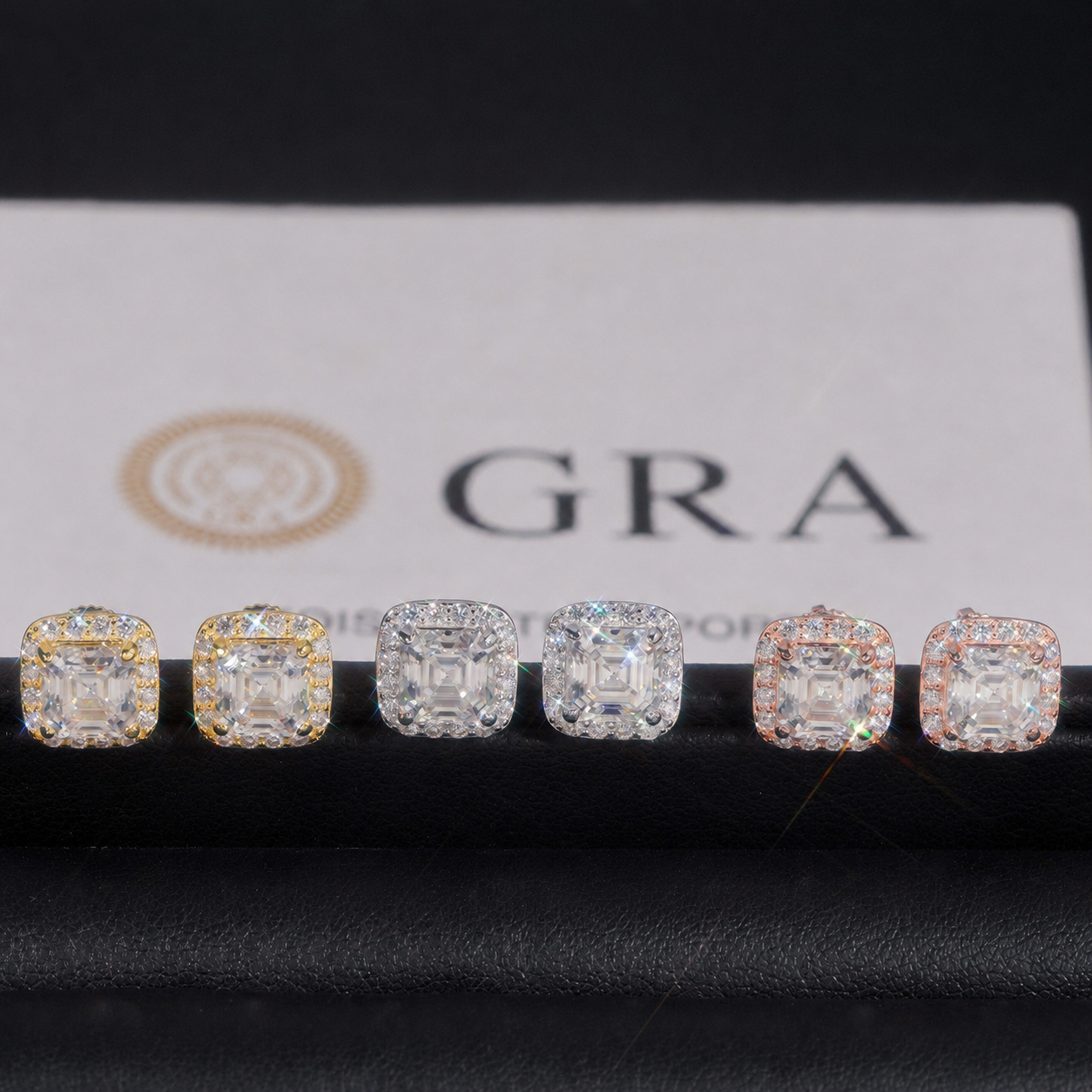 Moissanite S925 Square Halo Cluster Stud Earrings