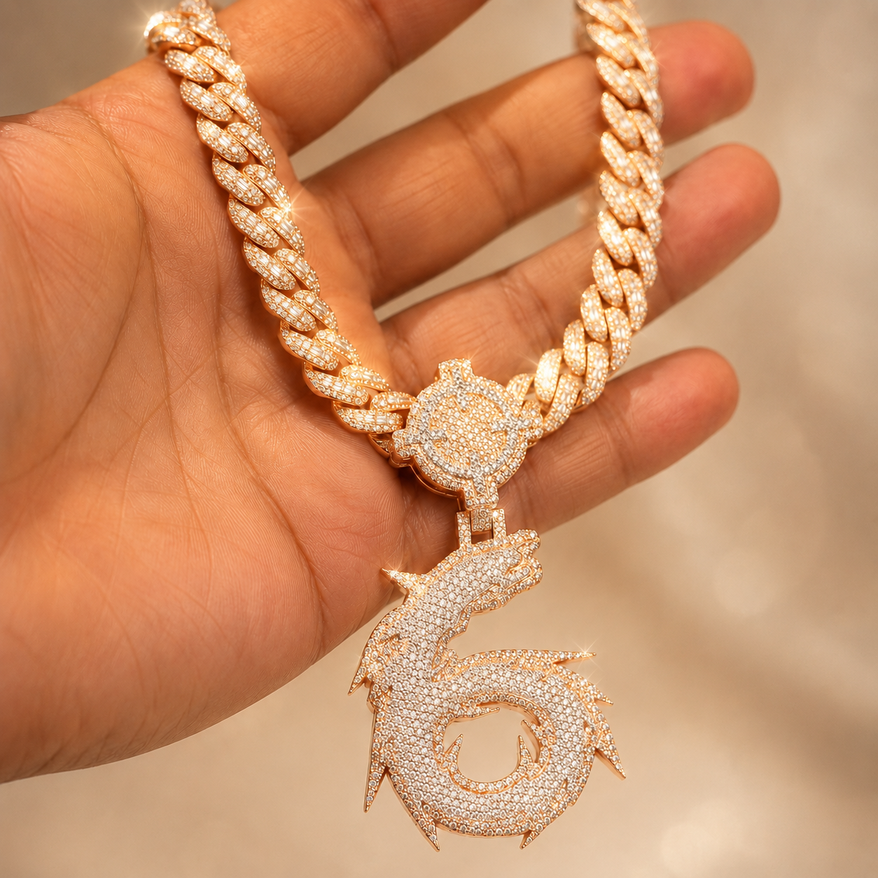 Dragon Cuban Chain & Pendant Set
