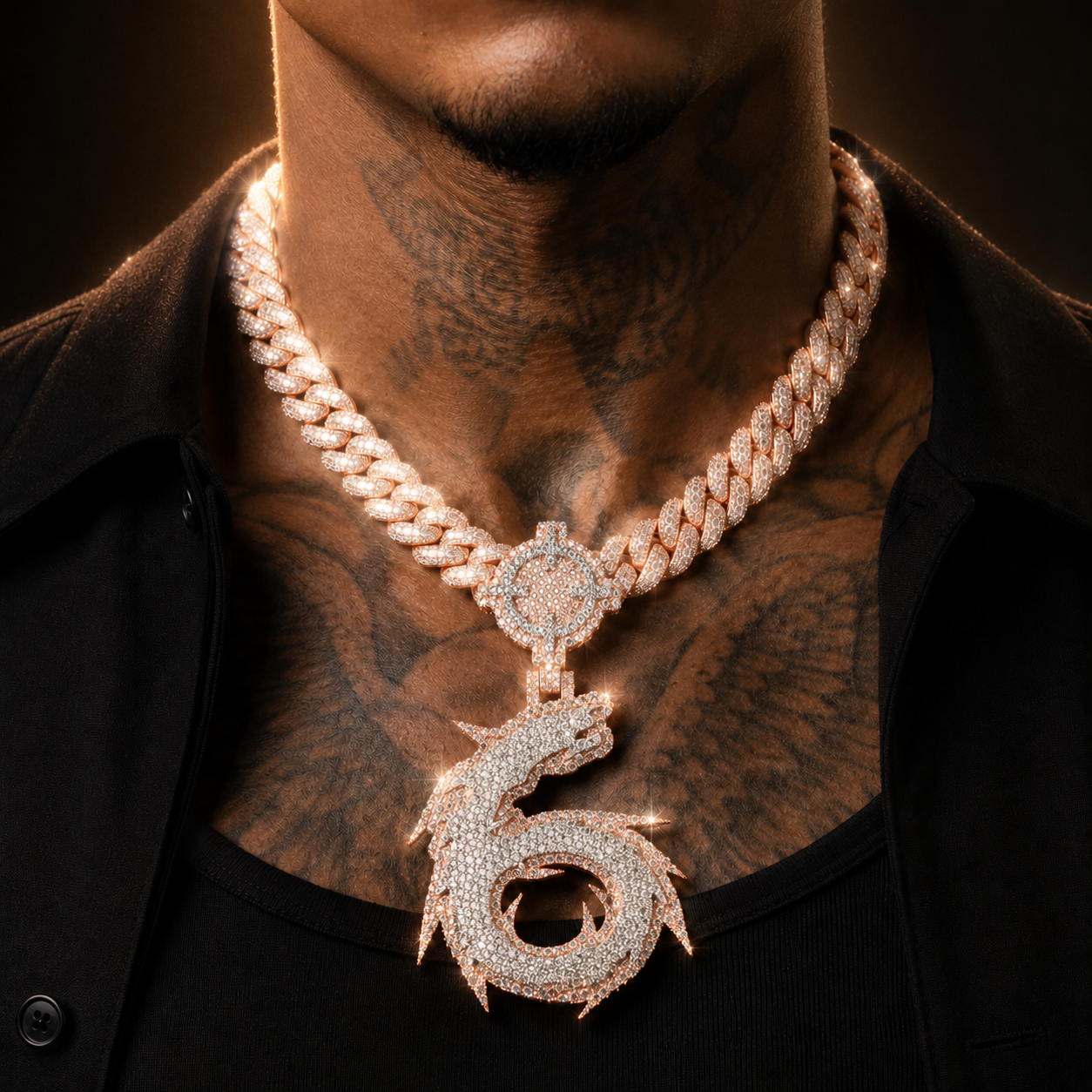 Dragon Cuban Chain & Pendant Set