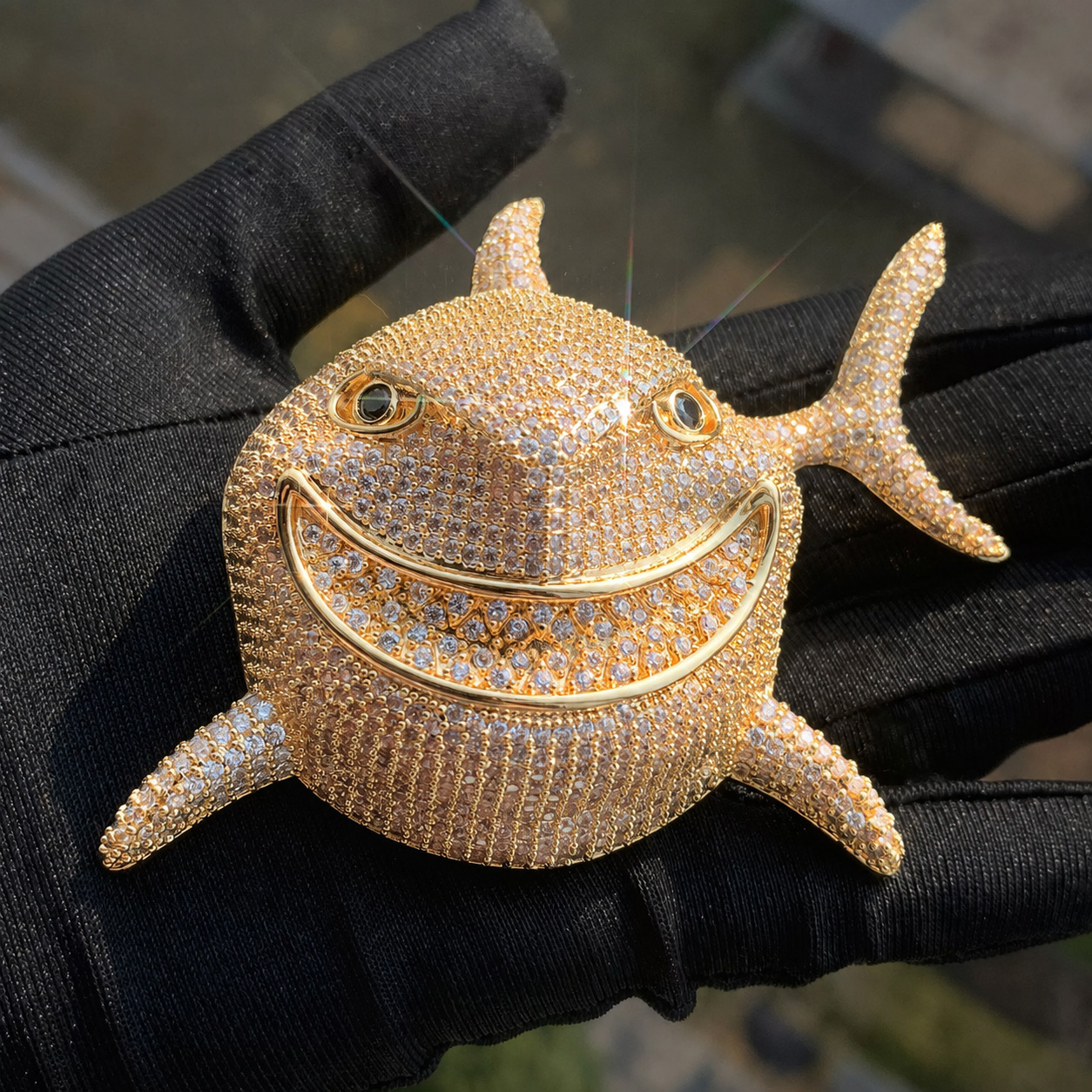 Iced Out Smiling Shark Pendant