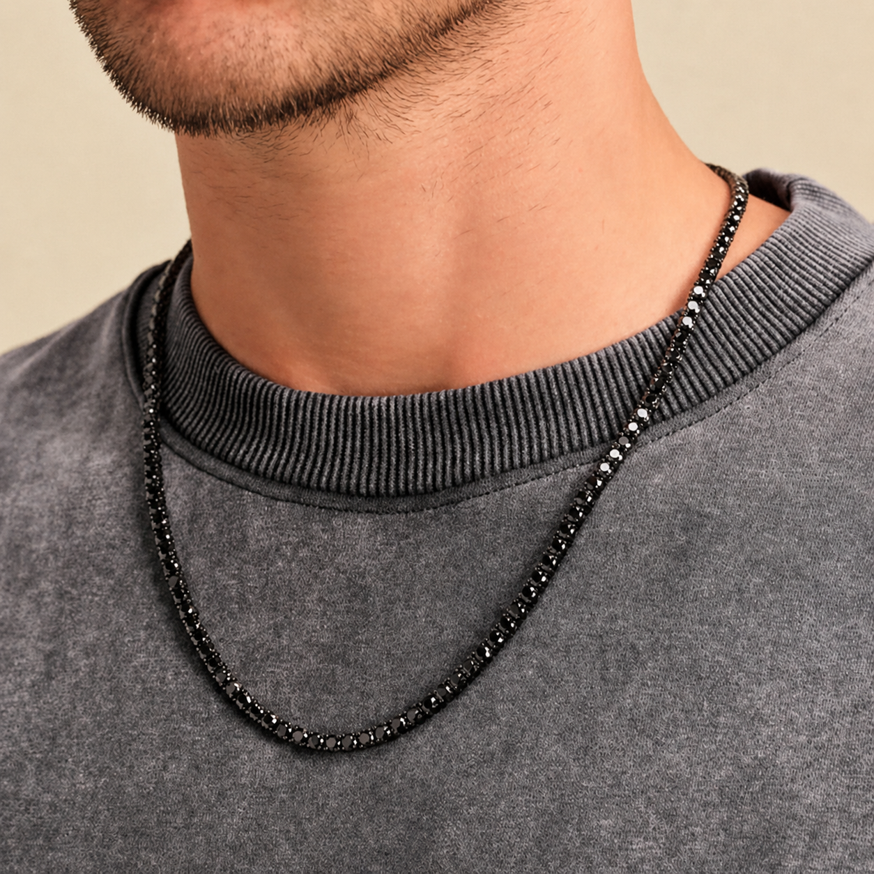 4mm & 5mm Black Stones Tennis Chain