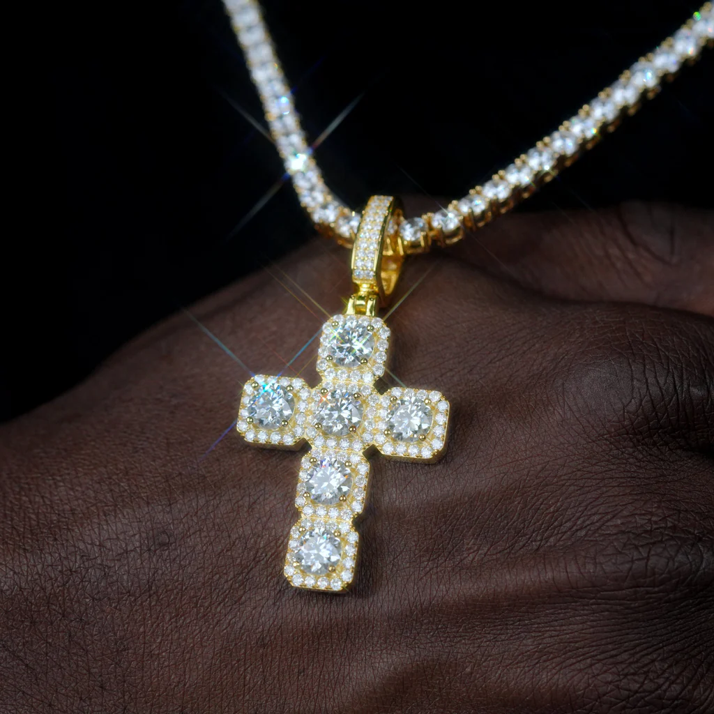 Moissanite Gemstone Cross Diamond Pendant