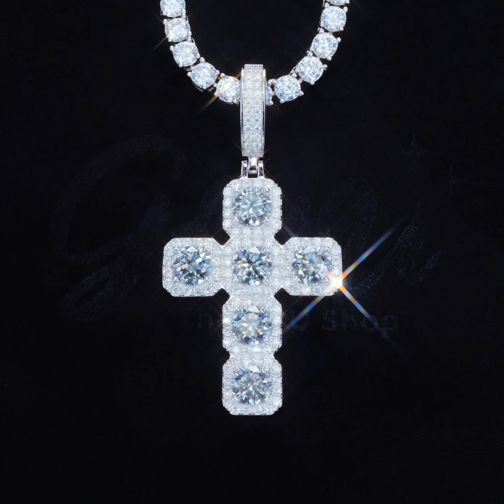 Moissanite Gemstone Cross Diamond Pendant