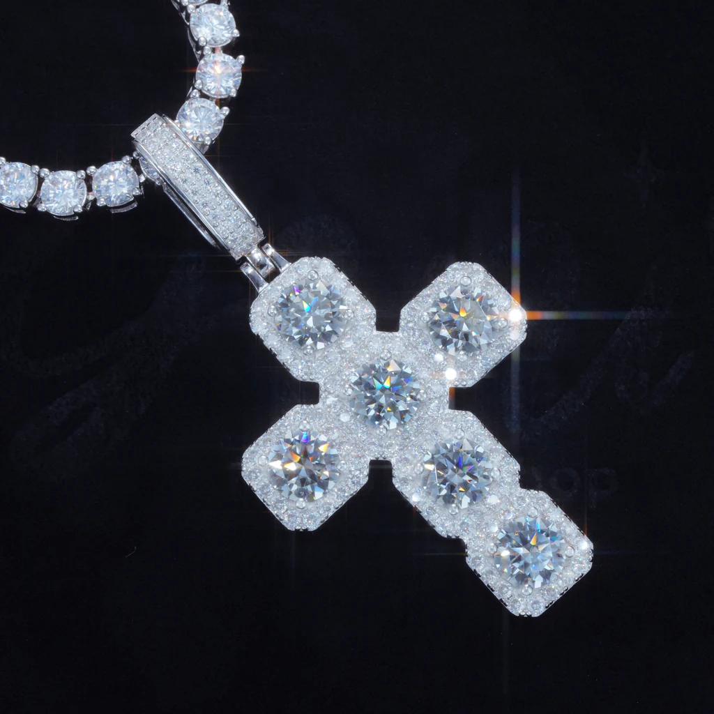 Moissanite Gemstone Cross Diamond Pendant