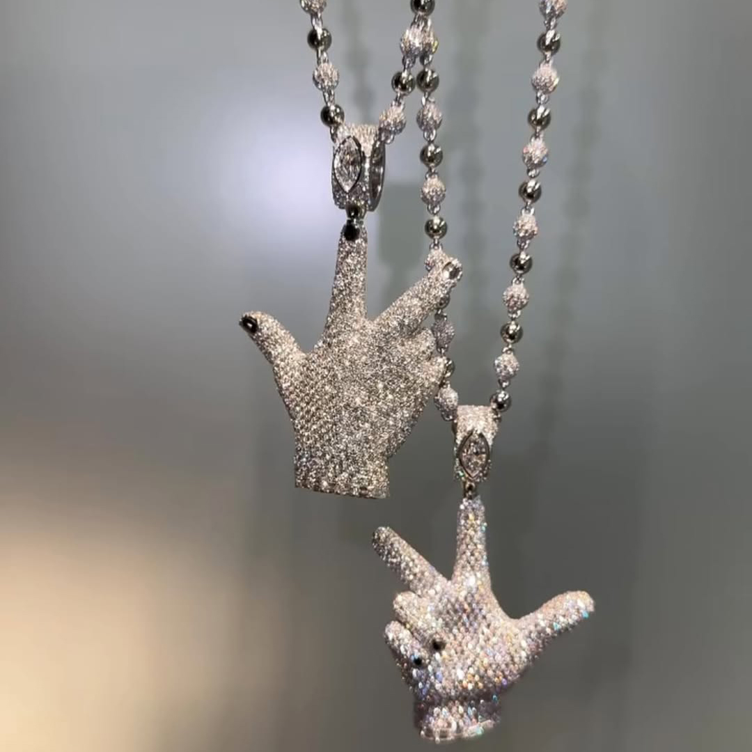 Iced Moissanite YVL Emoji Diamond Pendant 