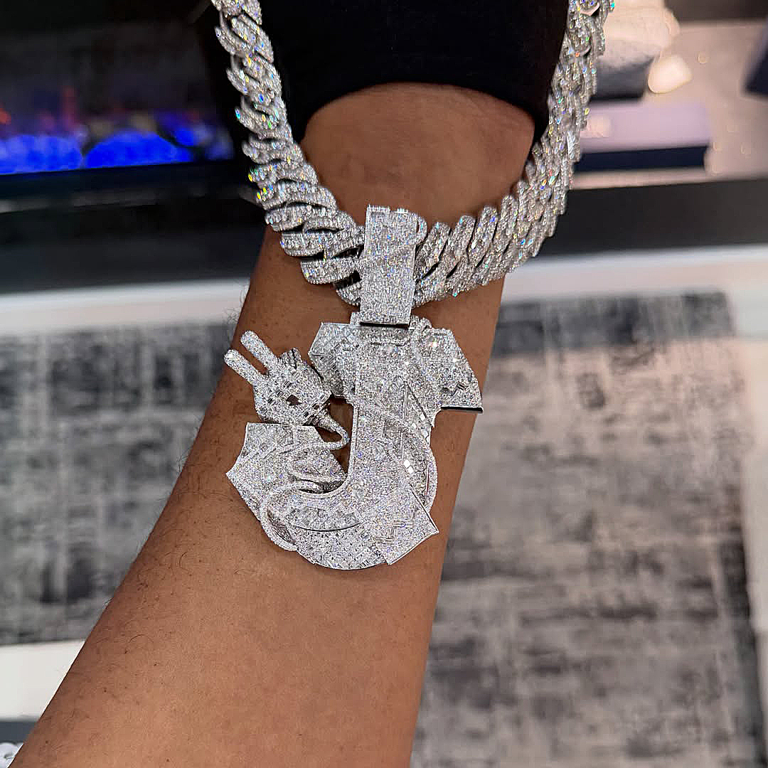 Letter J Pendant Hip Hop Jewelry