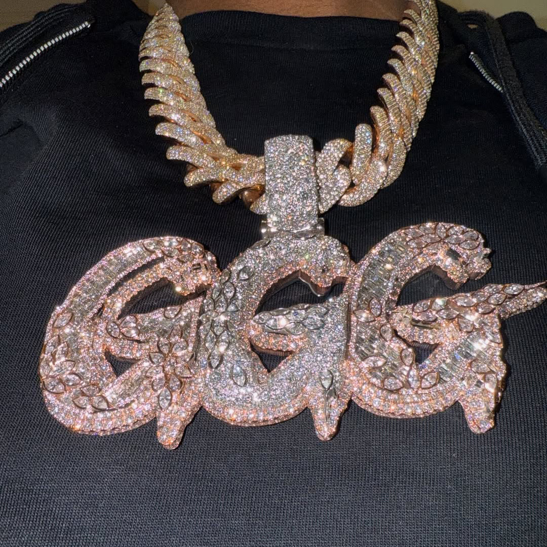 Moissanite Sparkle Letter "F" Full Diamond Pendant