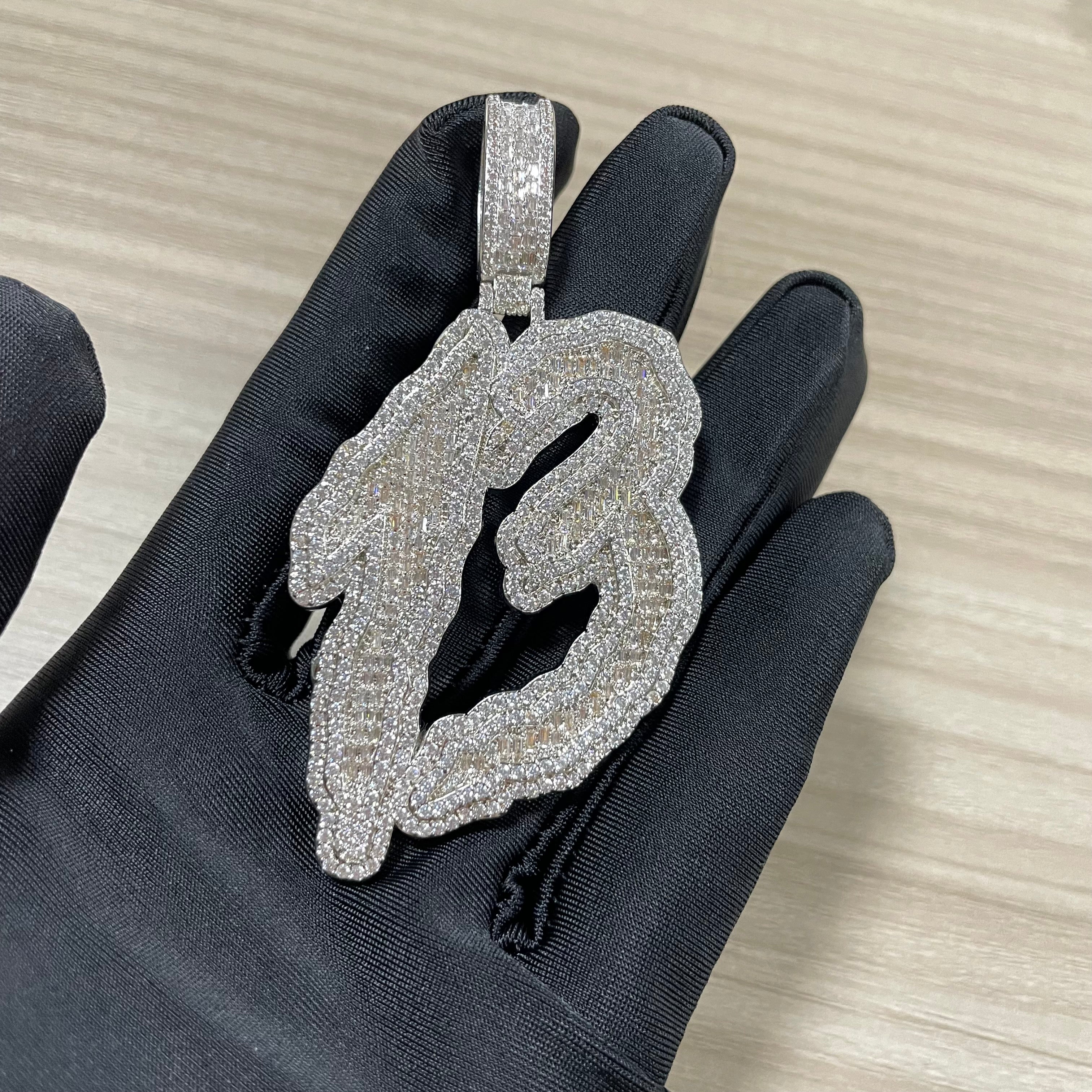 Lucky 13 pendant chain with premium CZ stones and rapper jewelry aesthetic