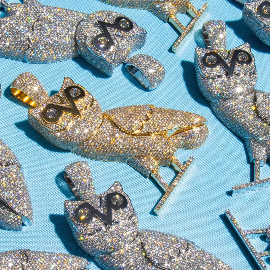 Iceman owl pendant close up stone detailing premium craftsmanship jewelry